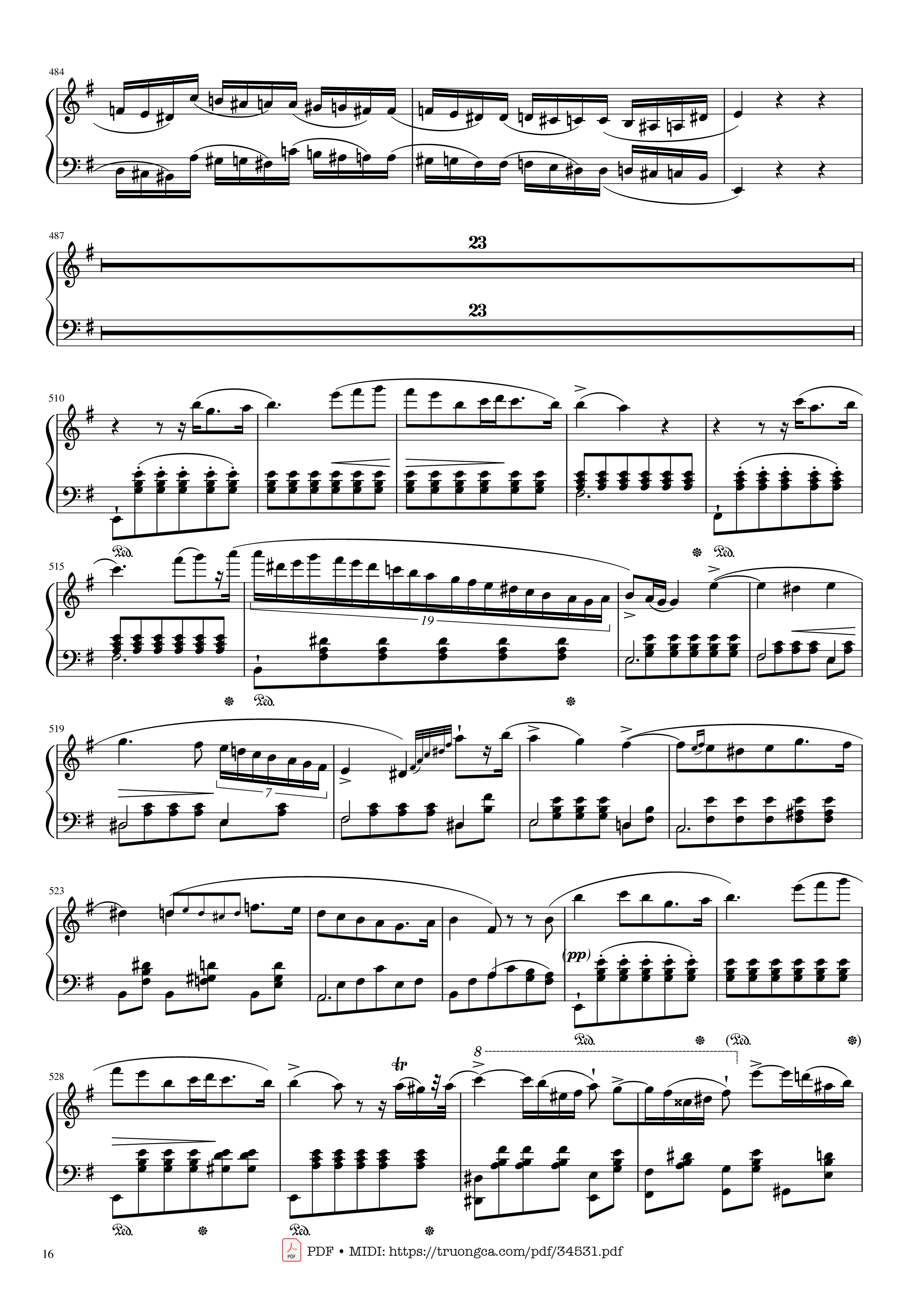 Page 16 of Sheet music PDF Piano Chopin Concerto No.1, Op.11, Allegro Maestoso Piano - Frédéric Chopin