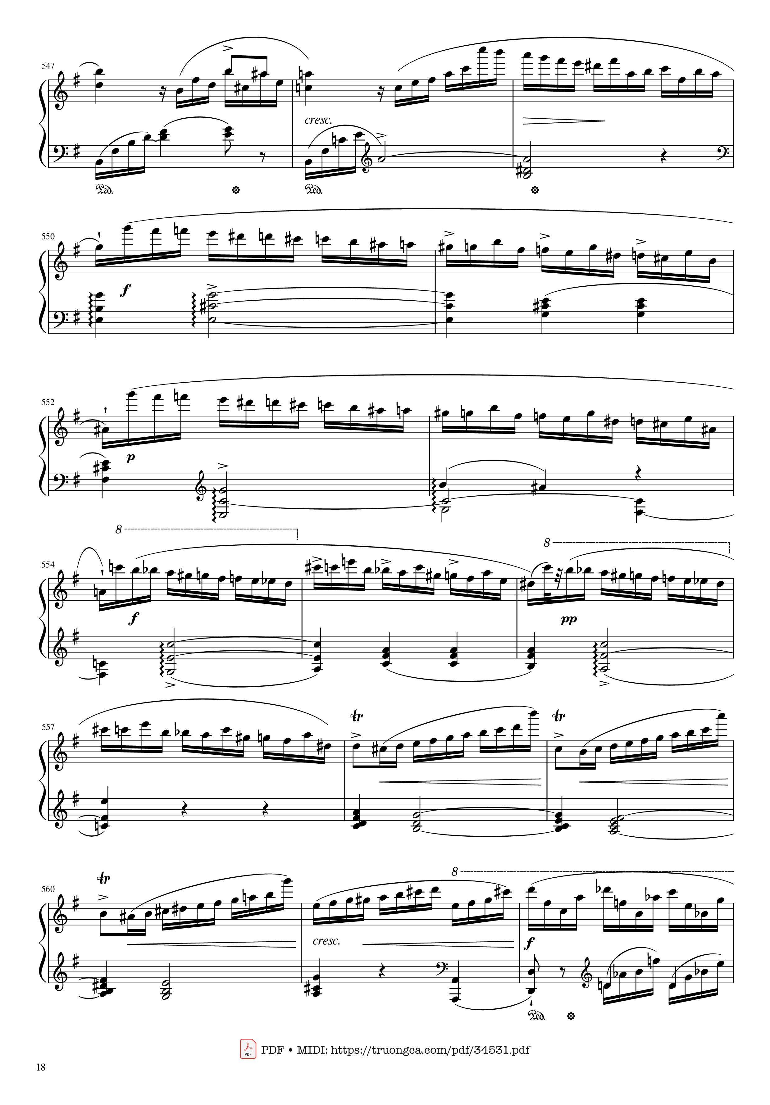 Page 18 of Sheet music PDF Piano Chopin Concerto No.1, Op.11, Allegro Maestoso Piano - Frédéric Chopin