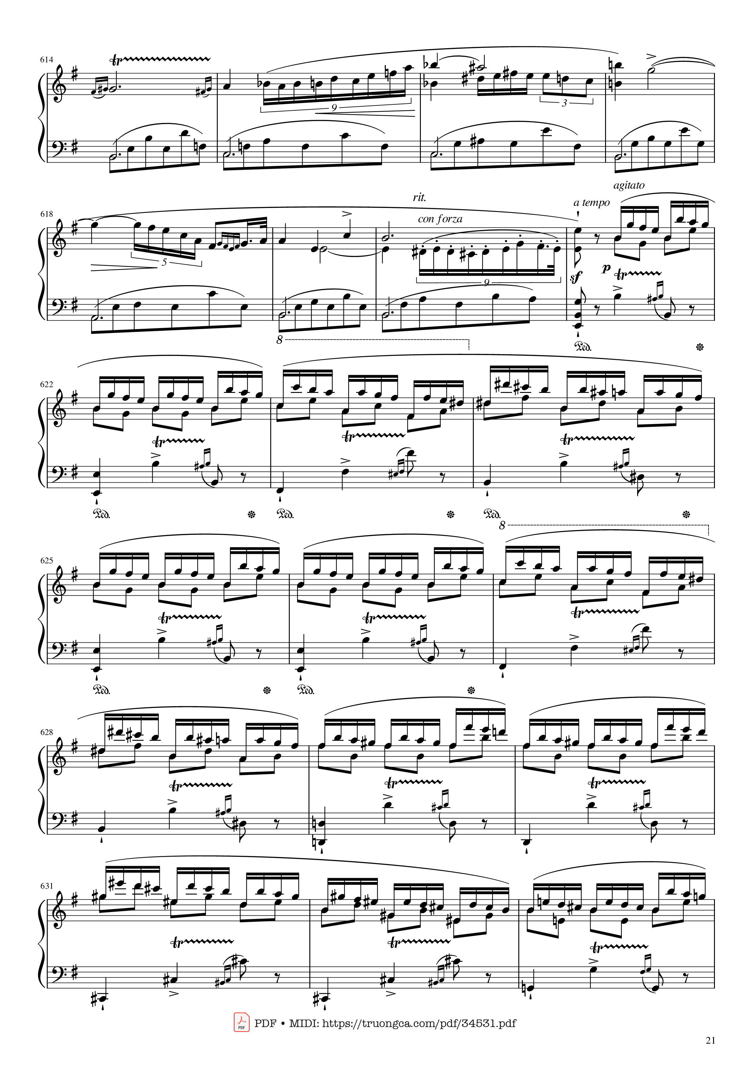Page 21 of Sheet music PDF Piano Chopin Concerto No.1, Op.11, Allegro Maestoso Piano - Frédéric Chopin