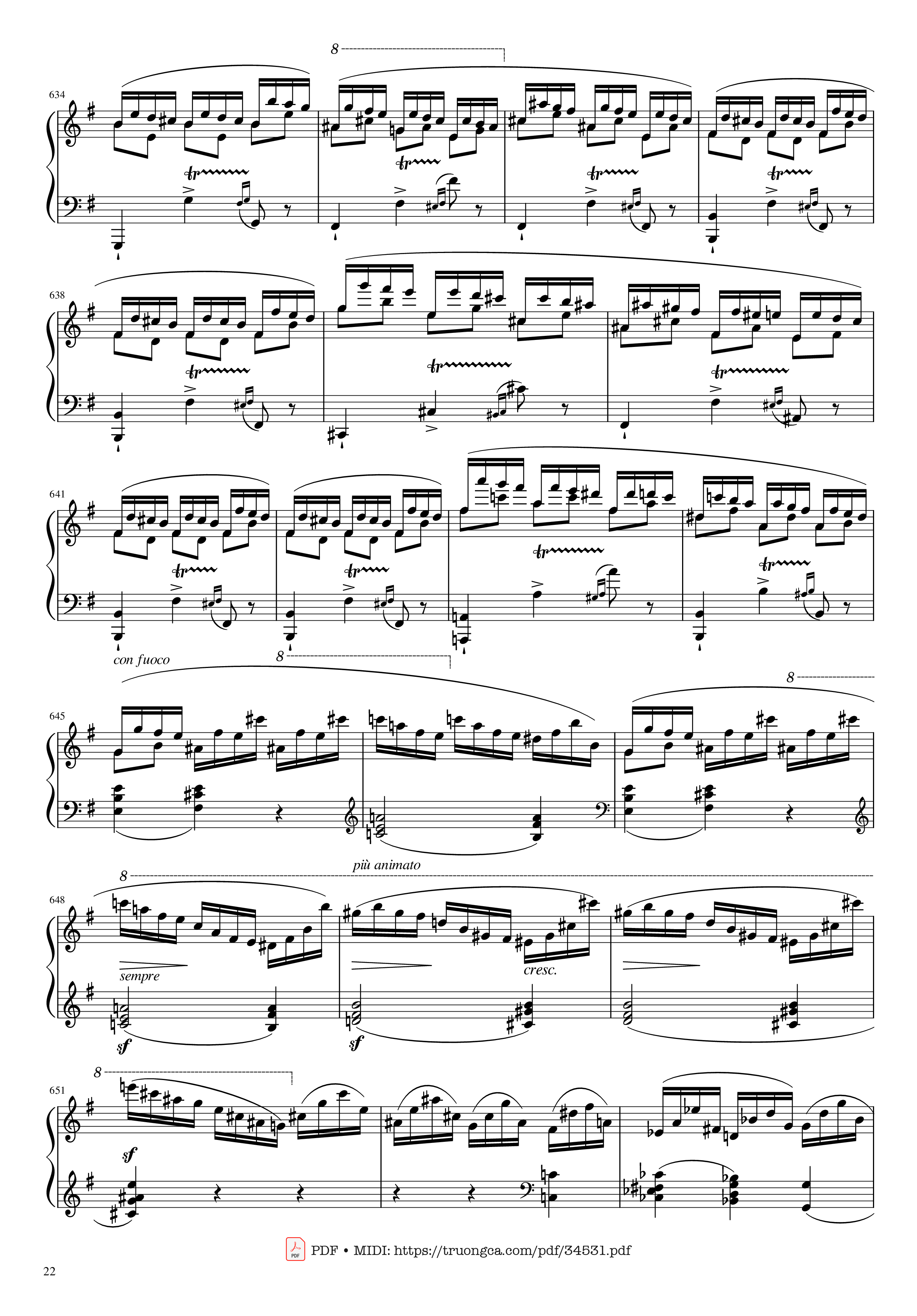 Page 22 of Sheet music PDF Piano Chopin Concerto No.1, Op.11, Allegro Maestoso Piano - Frédéric Chopin