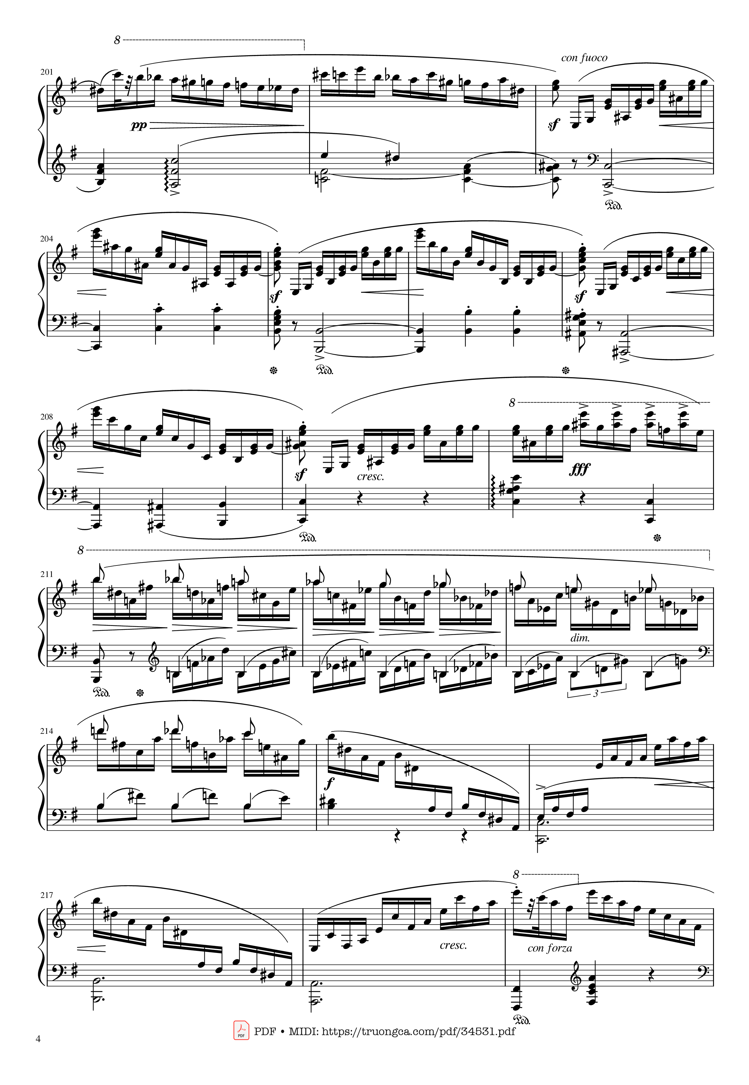 Page 4 of Sheet music PDF Piano Chopin Concerto No.1, Op.11, Allegro Maestoso Piano - Frédéric Chopin
