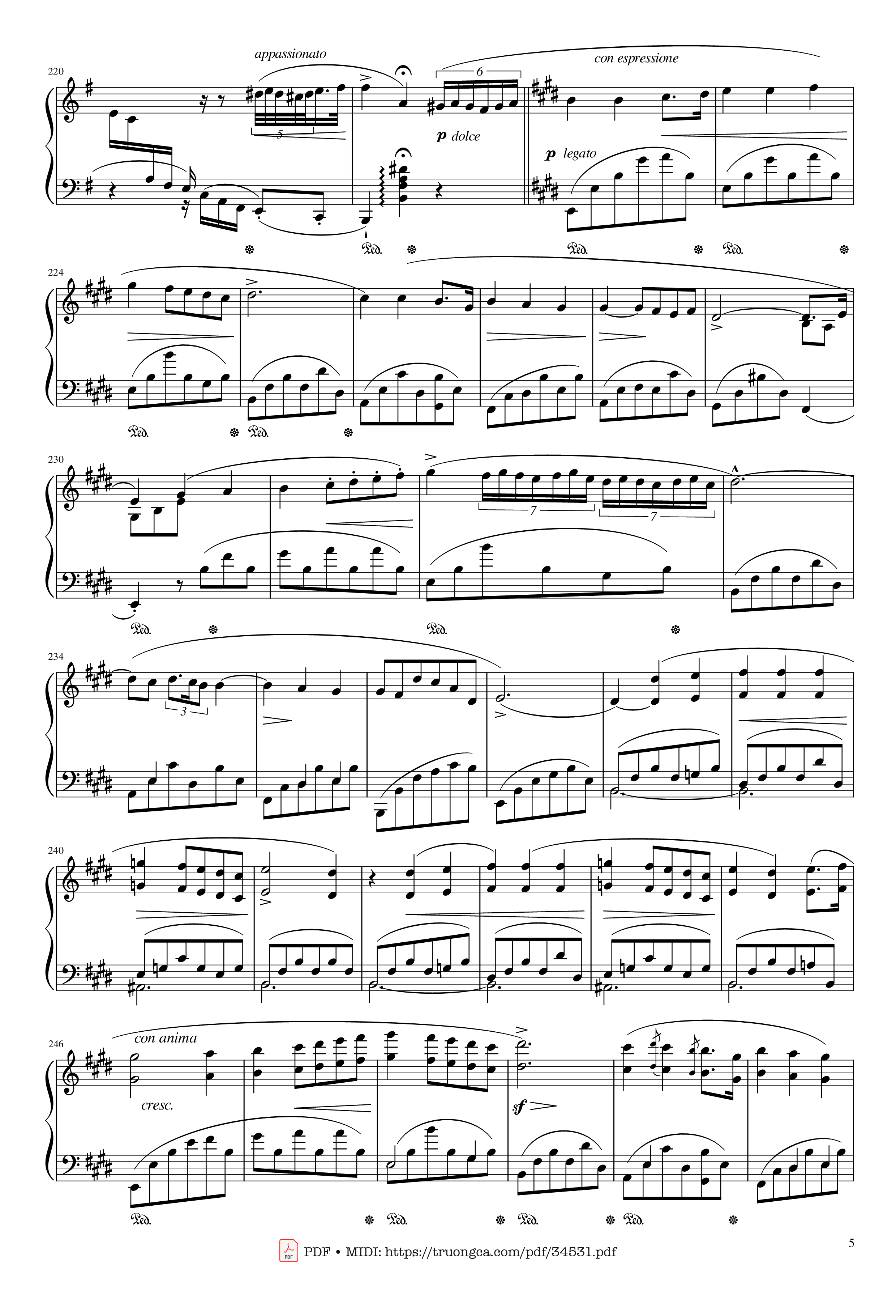 Page 5 of Sheet music PDF Piano Chopin Concerto No.1, Op.11, Allegro Maestoso Piano - Frédéric Chopin
