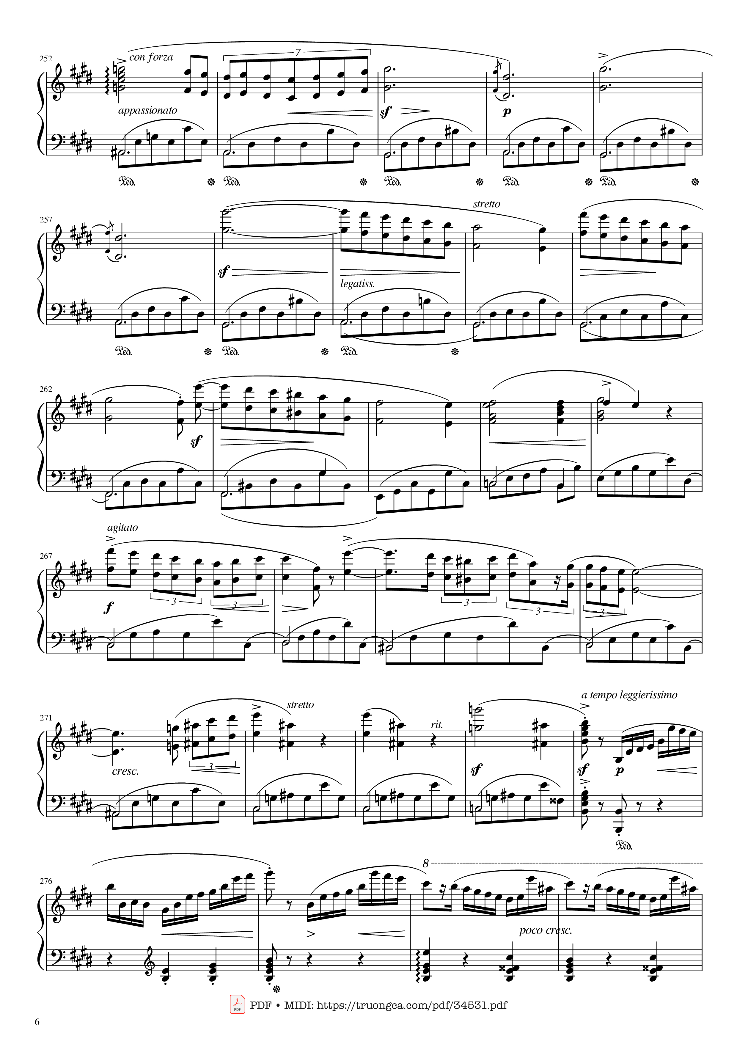 Page 6 of Sheet music PDF Piano Chopin Concerto No.1, Op.11, Allegro Maestoso Piano - Frédéric Chopin