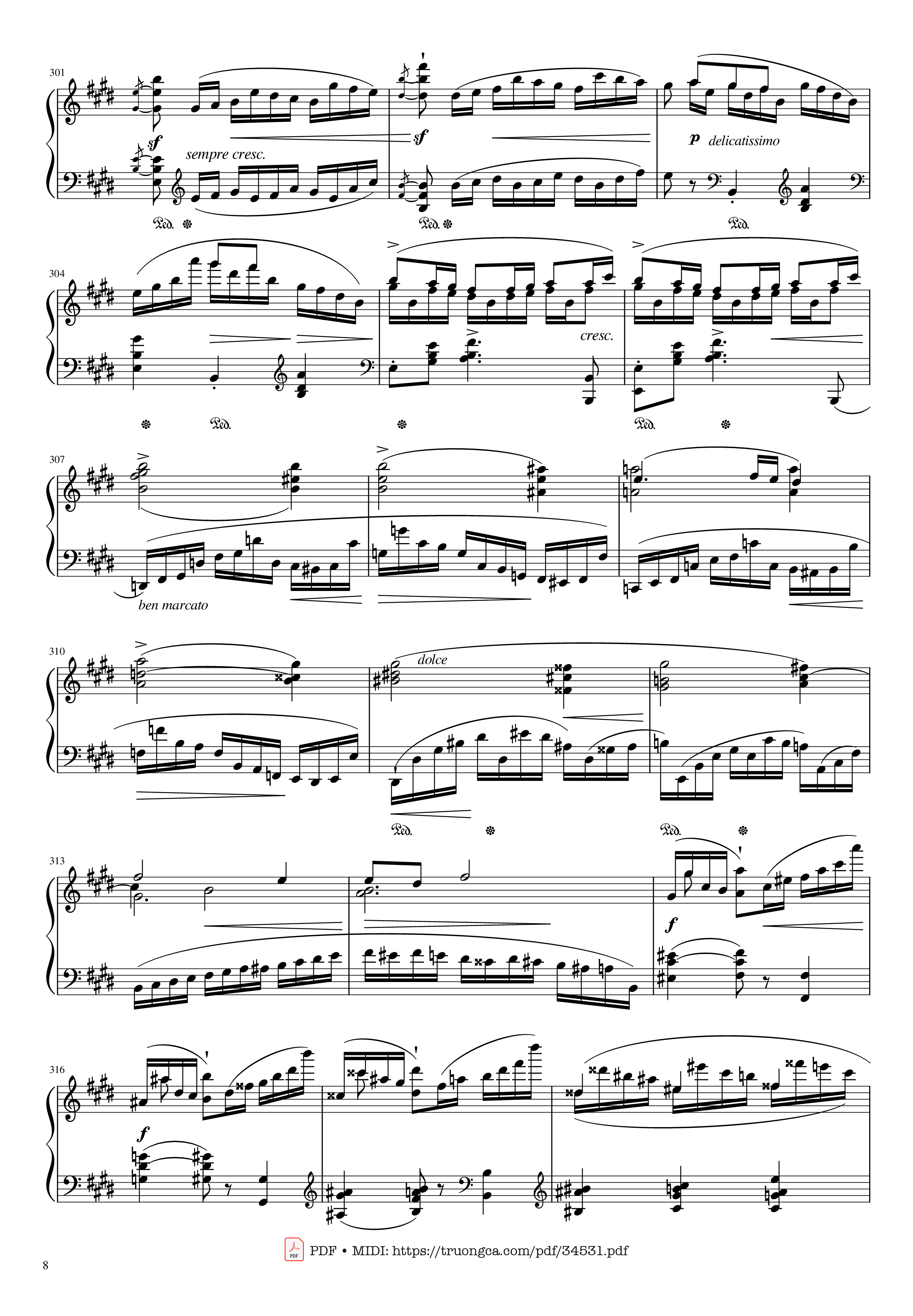 Page 8 of Sheet music PDF Piano Chopin Concerto No.1, Op.11, Allegro Maestoso Piano - Frédéric Chopin