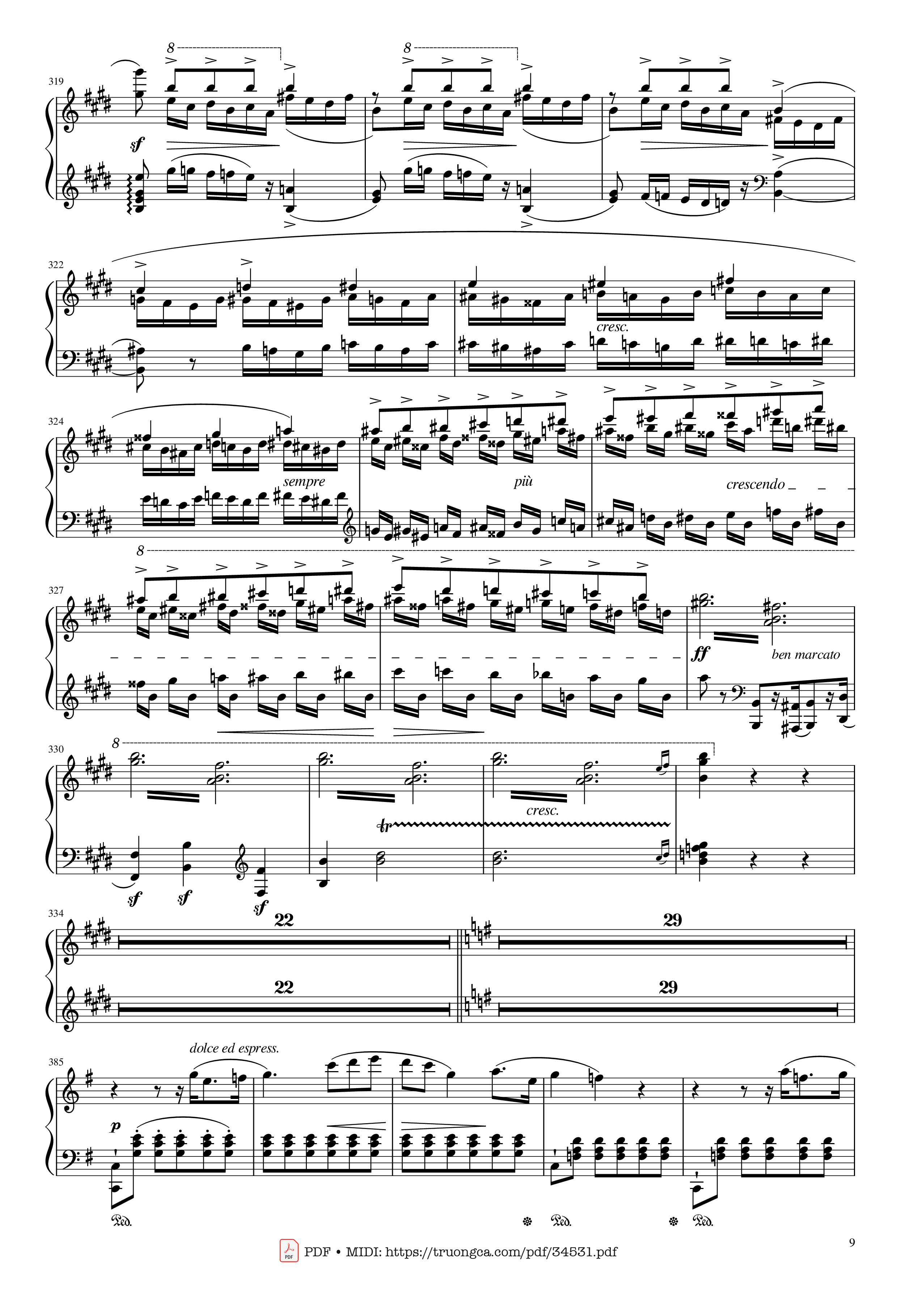 Page 9 of Sheet music PDF Piano Chopin Concerto No.1, Op.11, Allegro Maestoso Piano - Frédéric Chopin