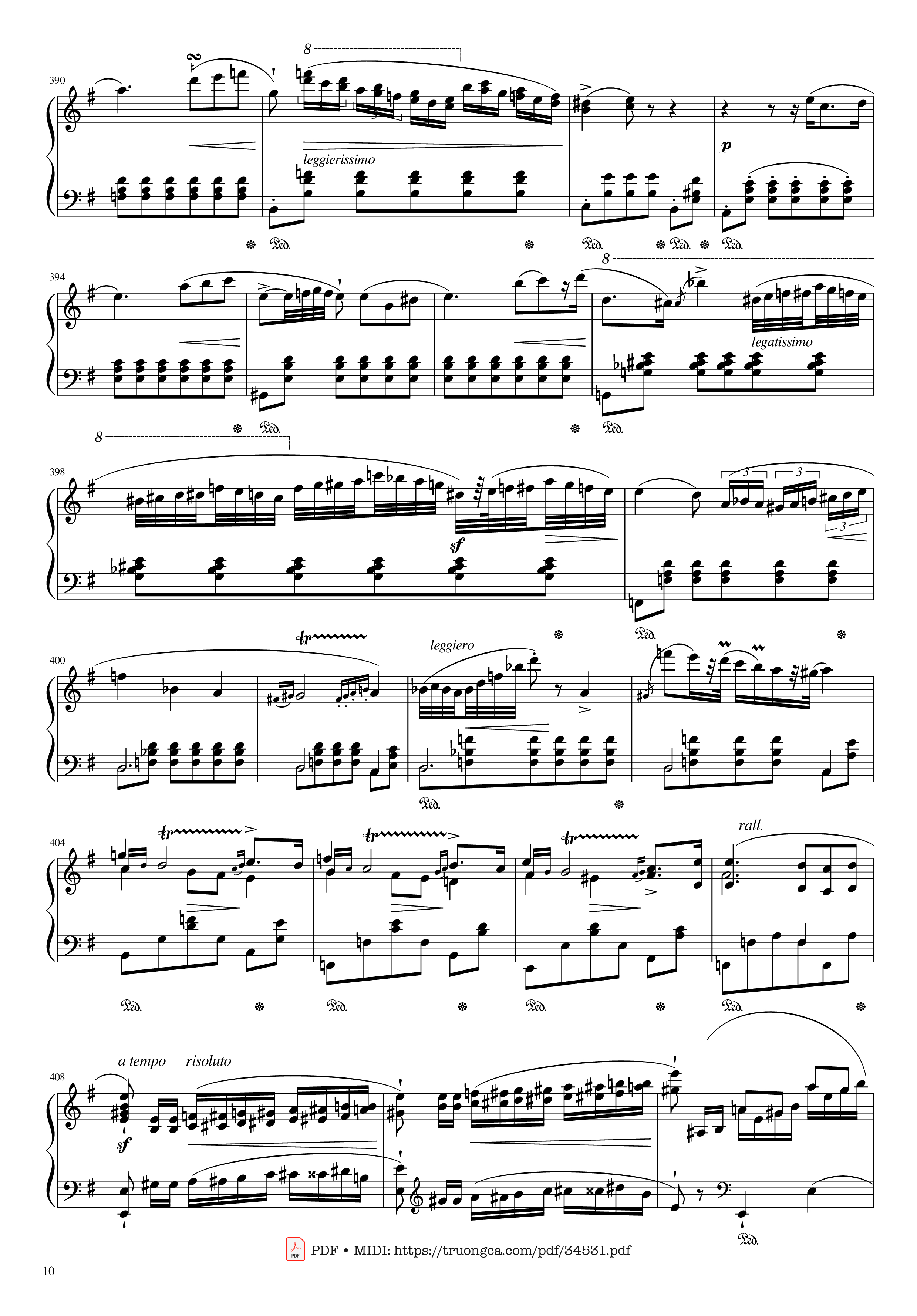 Page 10 of Sheet music PDF Piano Chopin Concerto No.1, Op.11, Allegro Maestoso Piano - Frédéric Chopin