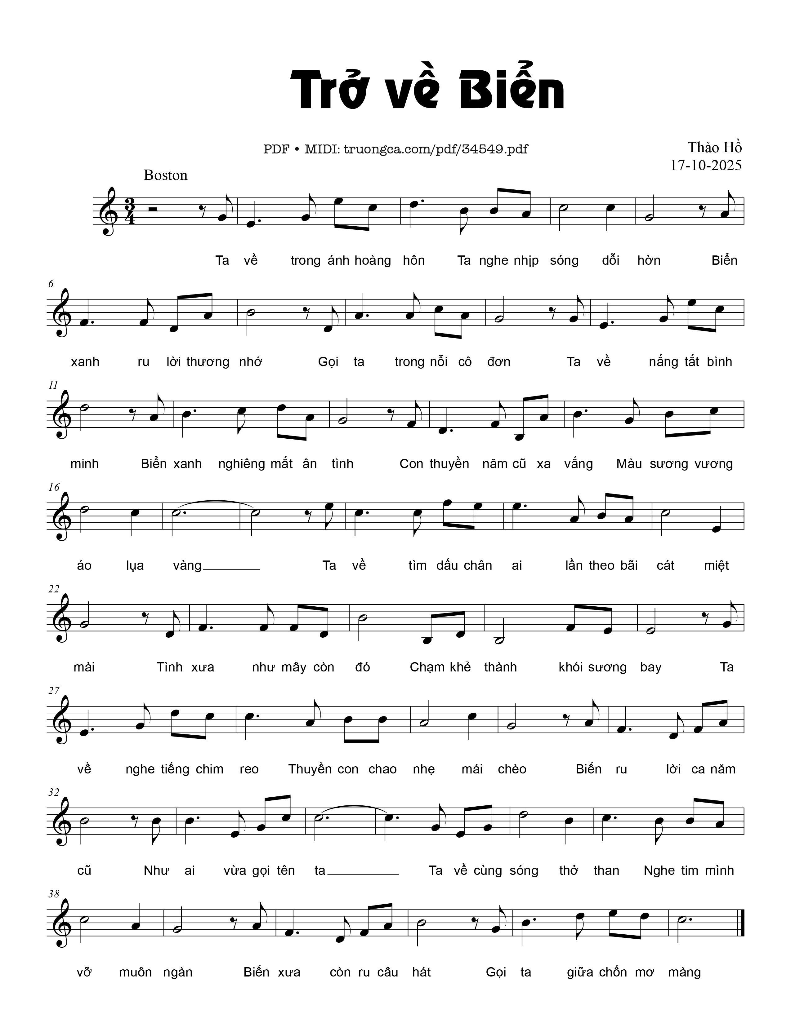 Sheet PDF of Trở về biển