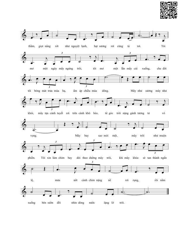 Page 2 of Sheet music PDF Mây xa - Vĩnh Điện