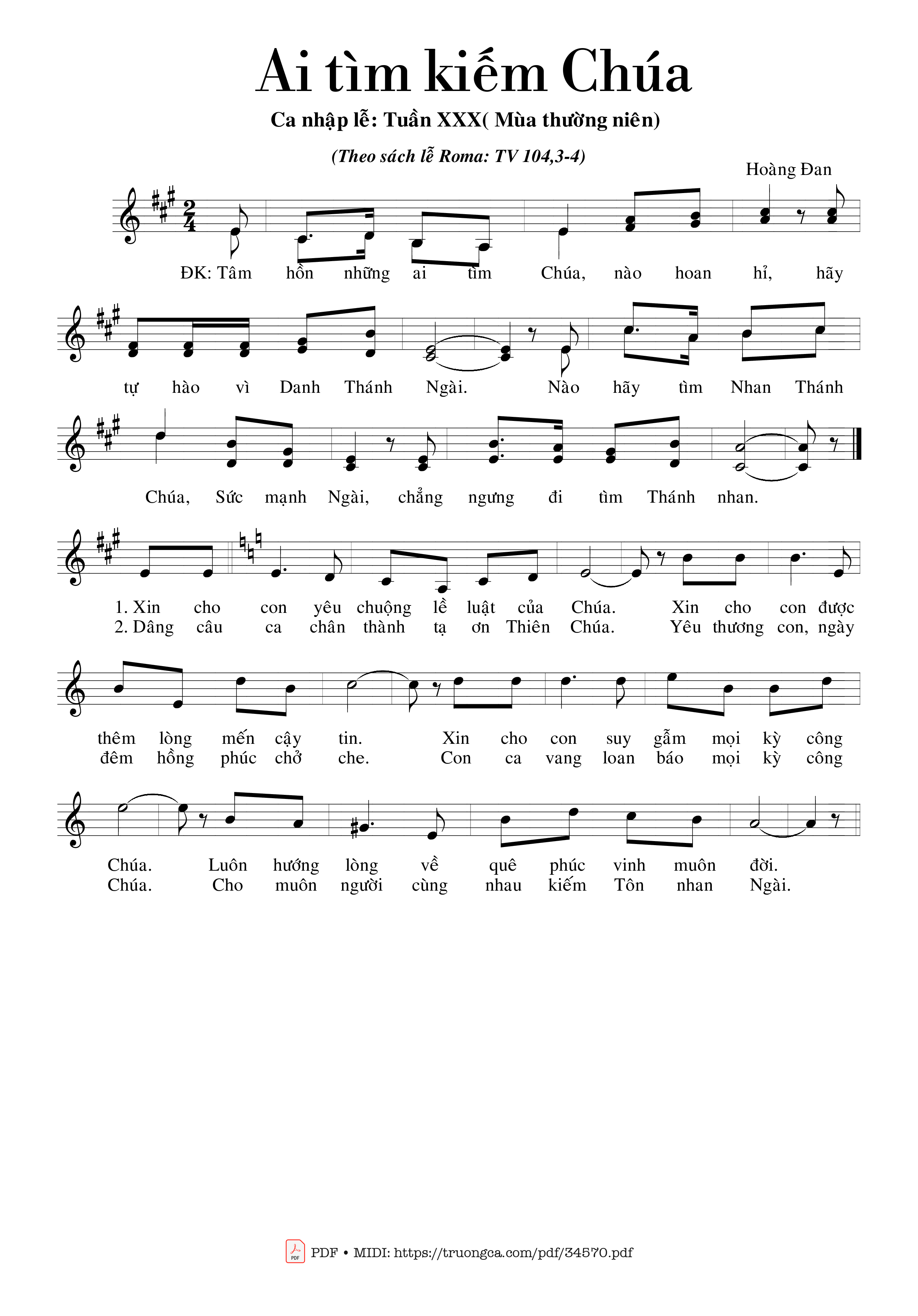 Sheet PDF of Ai tìm kiếm Chúa (TV. 104) (Tuần 30 TN)