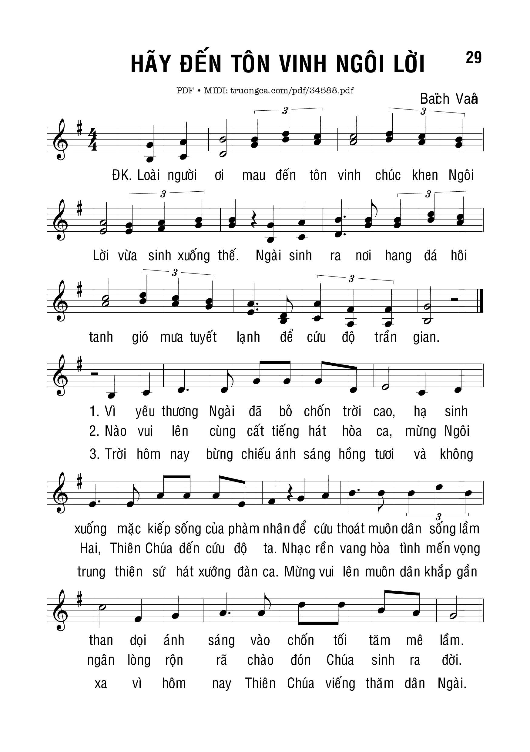 Sheet PDF of Hãy Đến Tôn Vinh Ngôi Lời