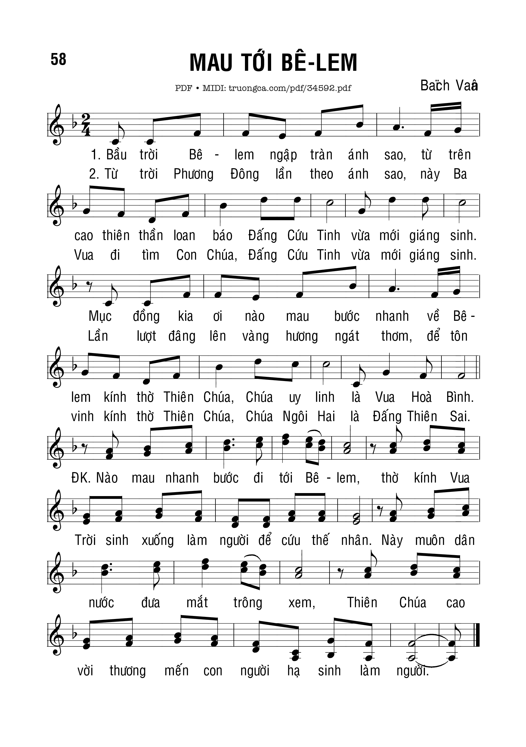 Sheet PDF of Mau Tới Bêlem