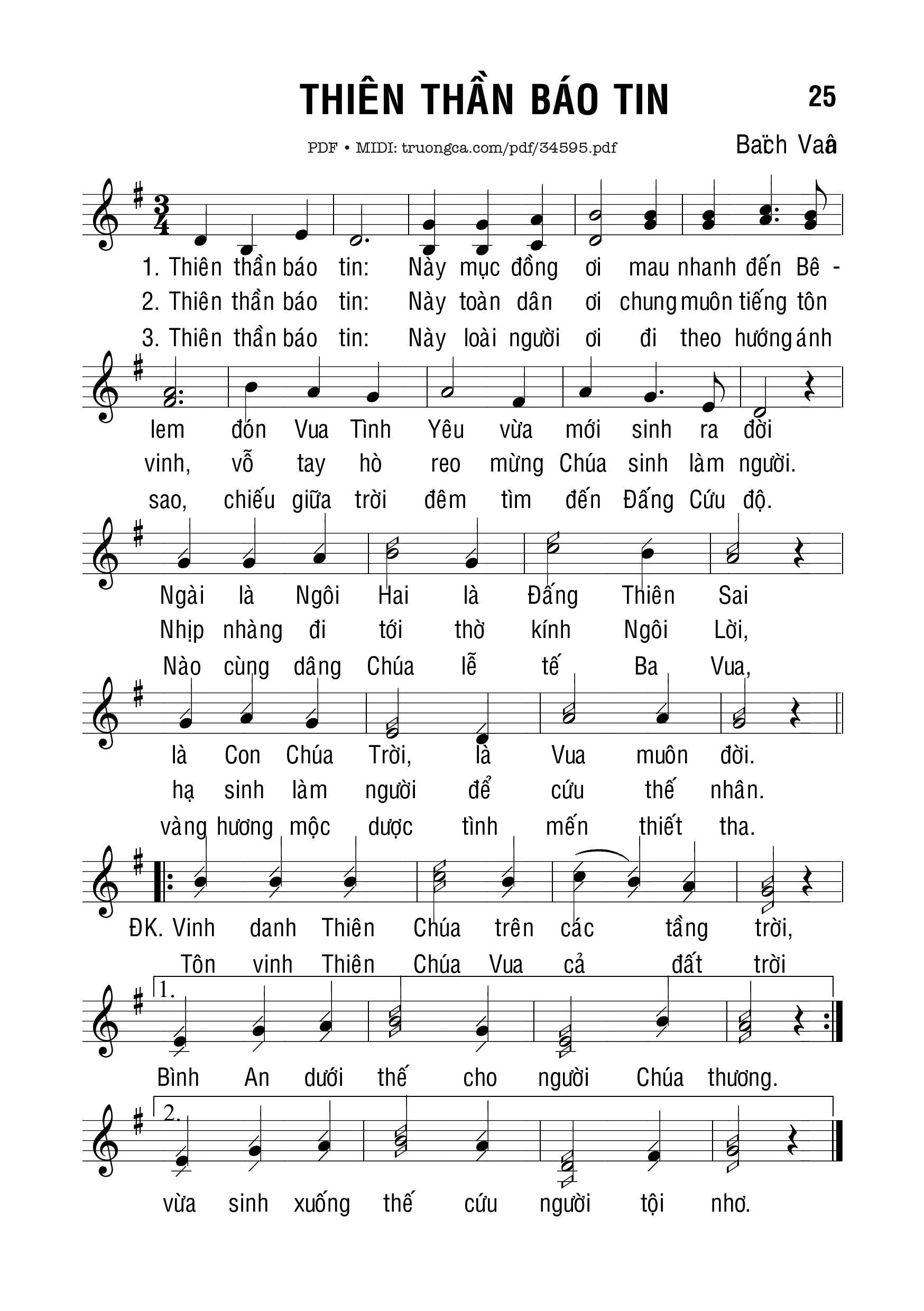 Page 1 of Sheet music PDF Thiên Thần Báo Tin - Bạch Vân
