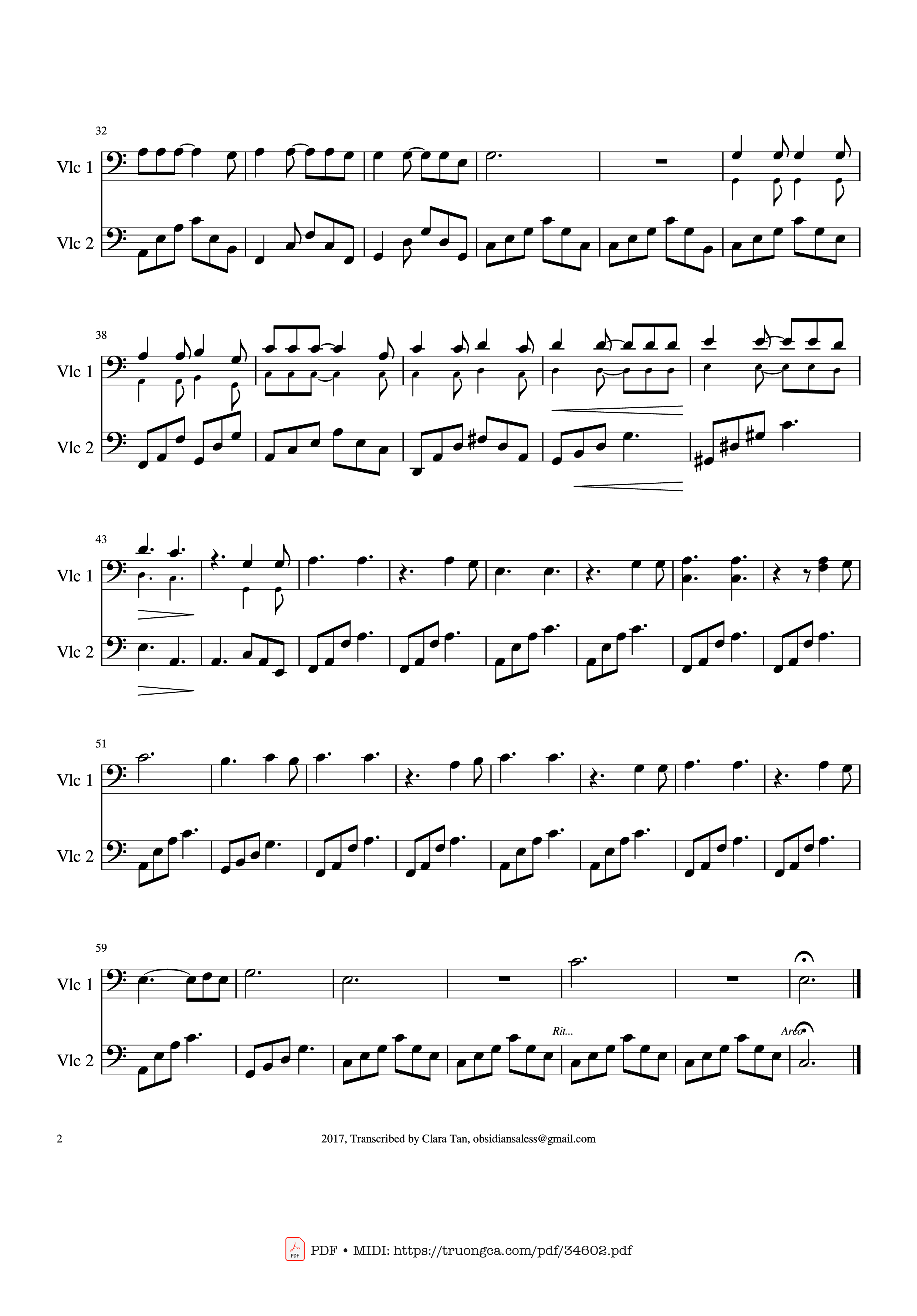 Page 2 of Sheet music PDF Hallelujah For 2 cellos - Leonard Cohen