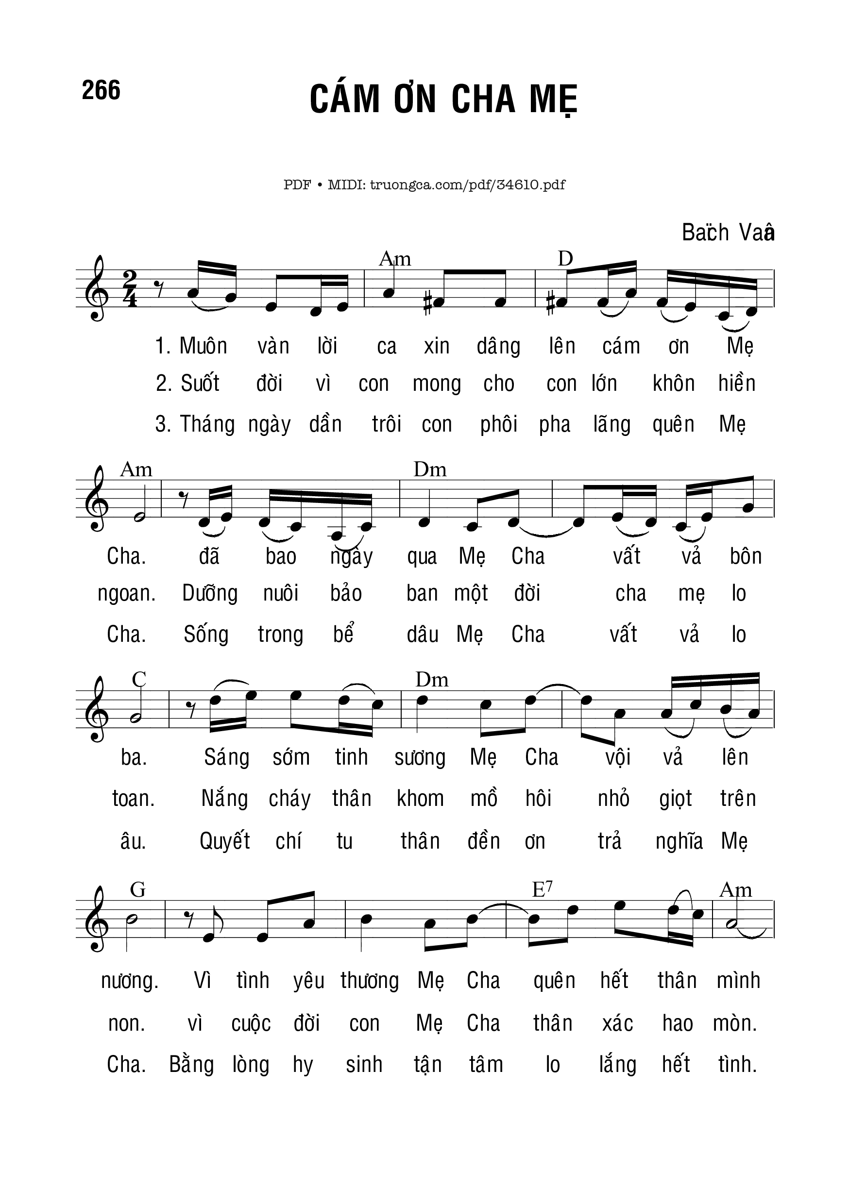 Cám Ơn Cha Mẹ - Bạch Vân