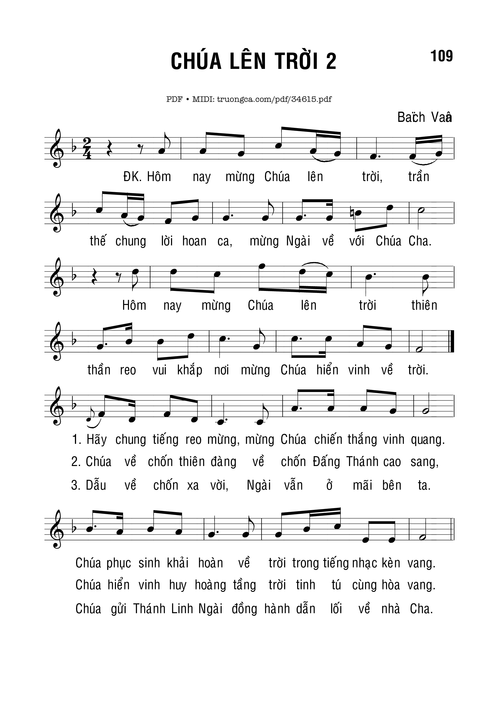 Sheet PDF of Chúa Lên Trời 2