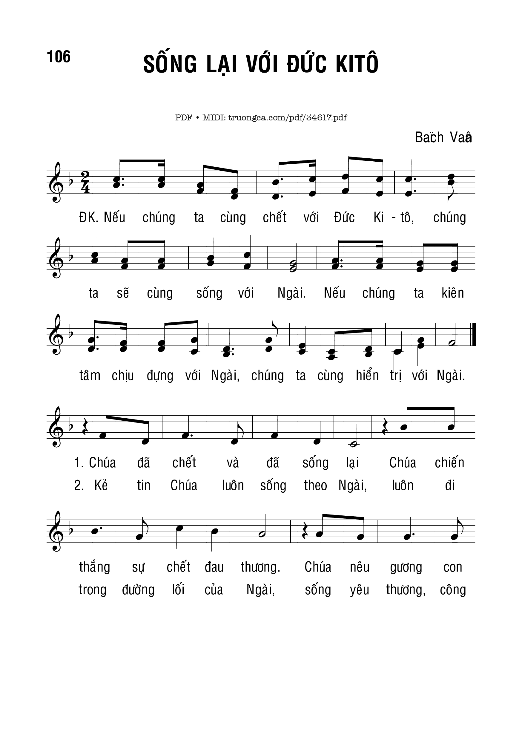 Sheet PDF of Sống Lại Với Đức Kitô