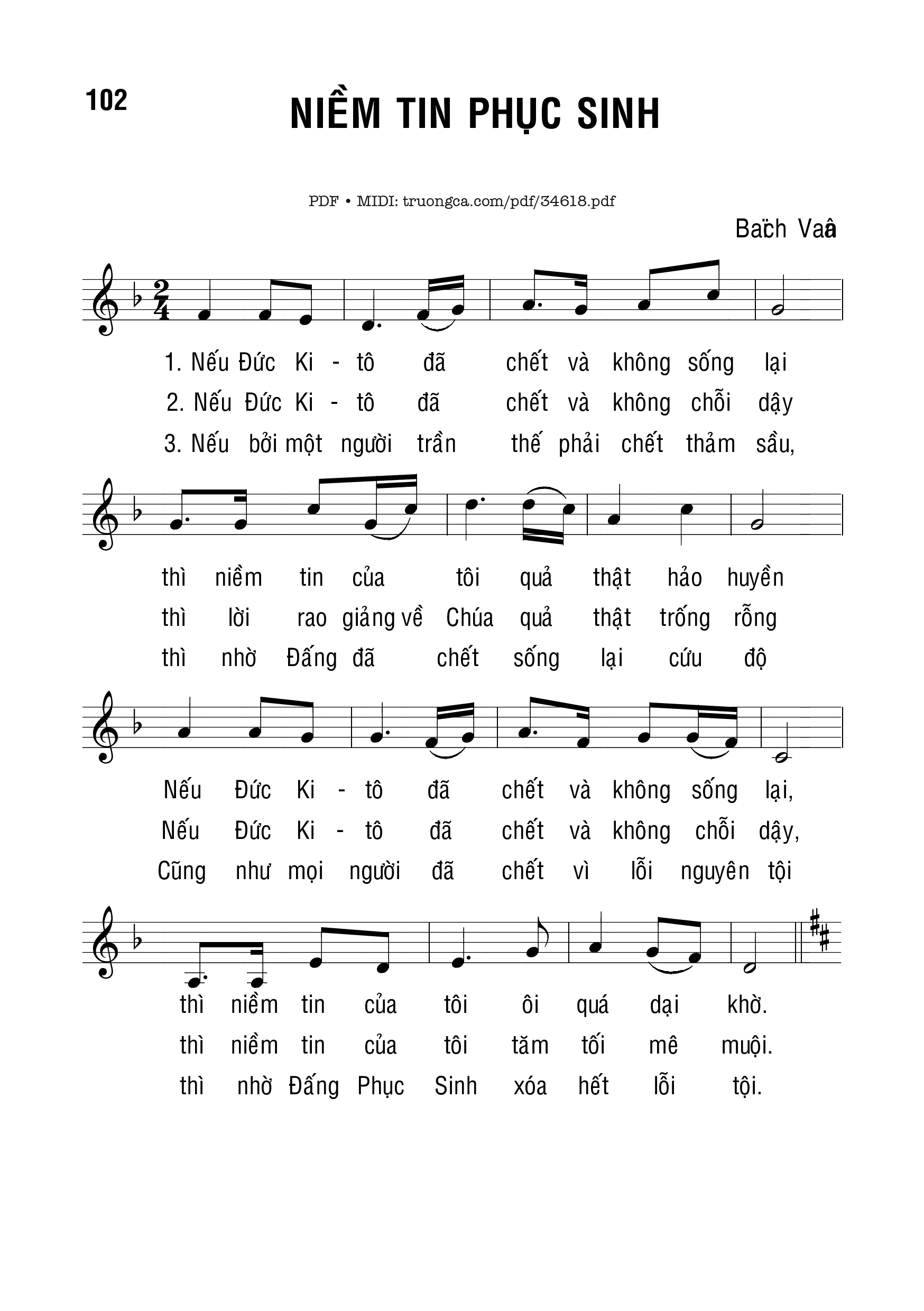 Sheet PDF of Niềm Tin Phục Sinh