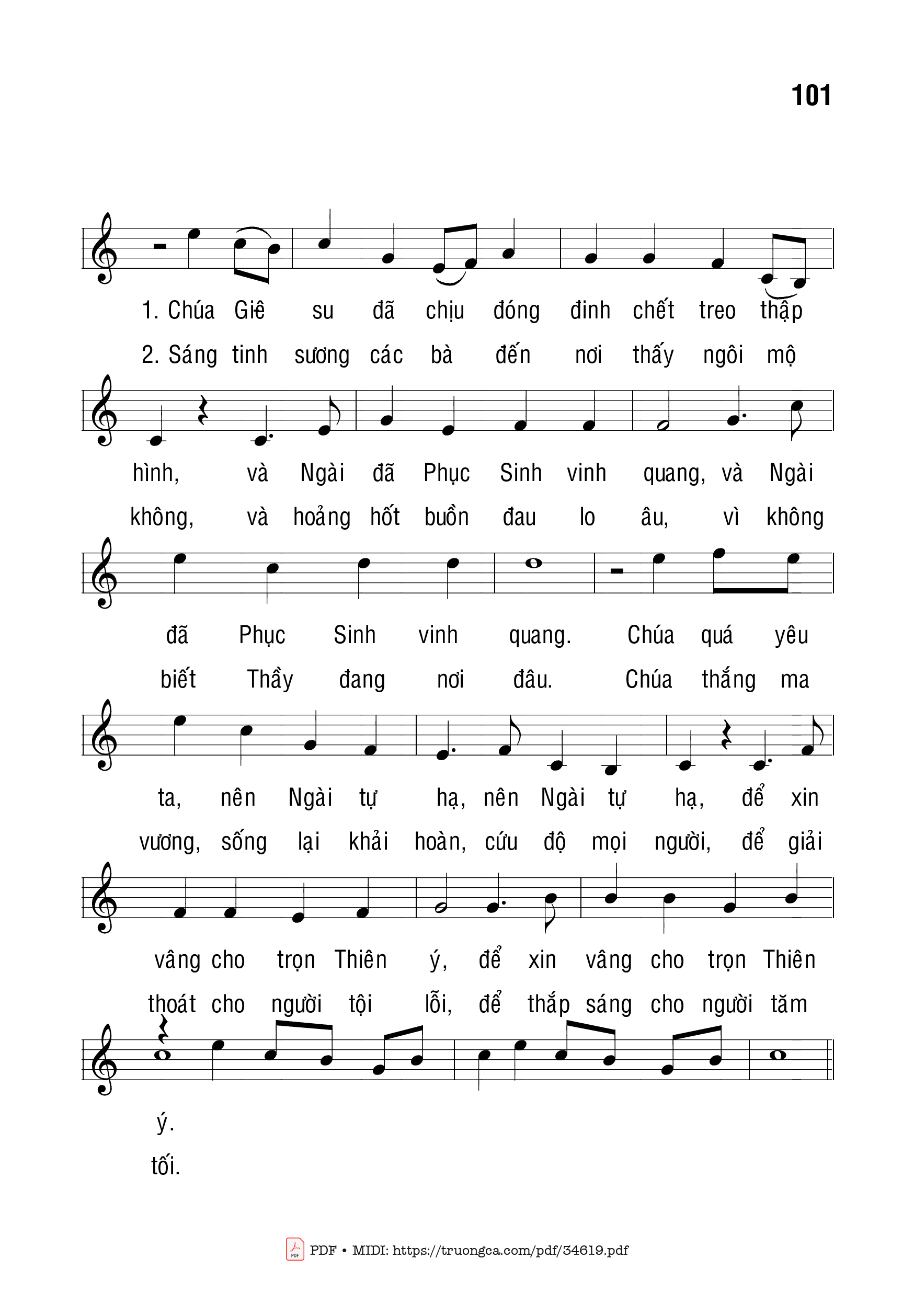 Page 2 of Sheet music PDF Mừng Chúa Sống Lại - Bạch Vân