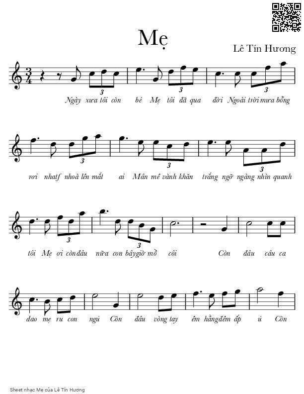 Page 1 of Sheet music PDF Mẹ - Lê Tín Hương