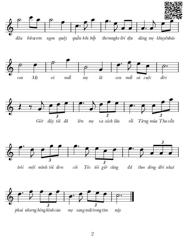 Page 2 of Sheet music PDF Mẹ - Lê Tín Hương