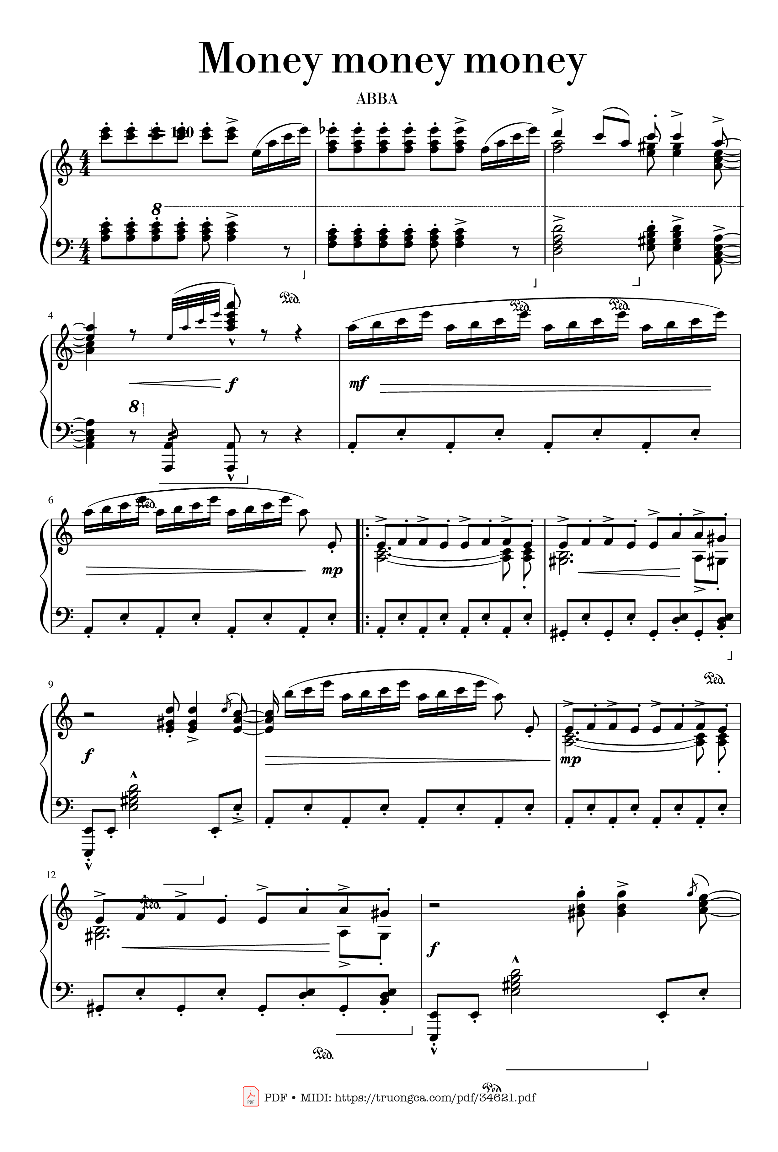 Sheet PDF of Money money money Piano