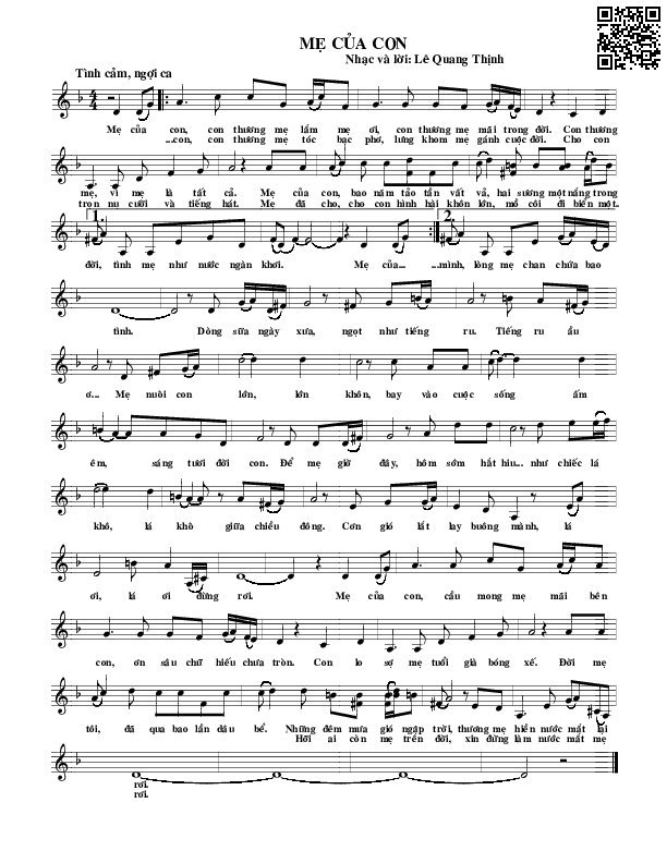 Page 3 of Sheet music PDF Mẹ của con - Lê Quang Thịnh