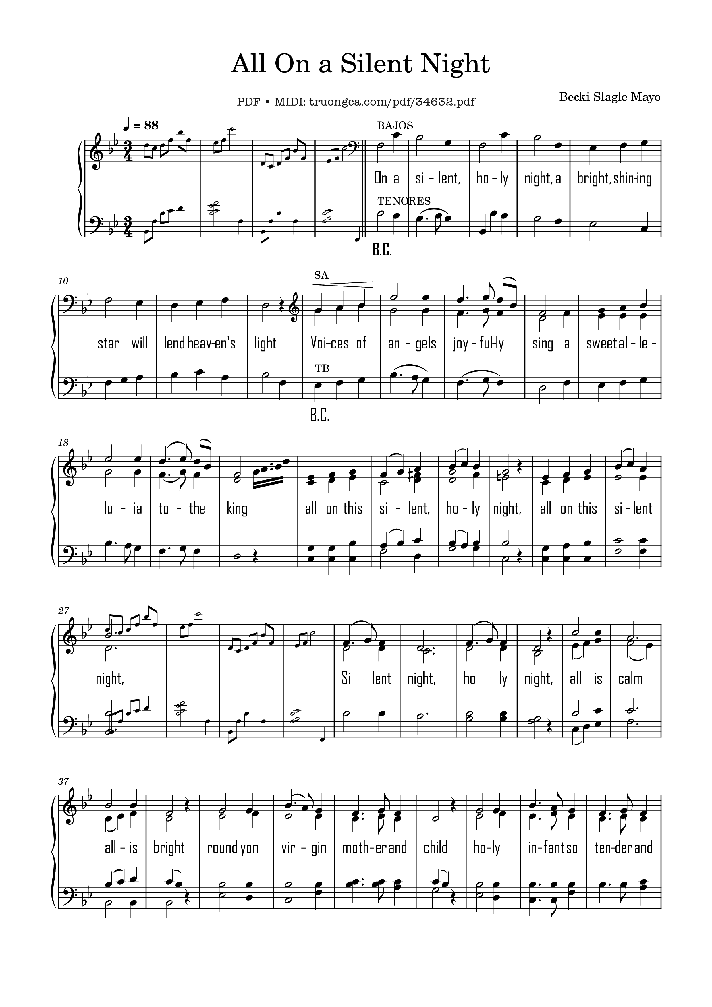 Sheet PDF of All On a Silent Night Piano