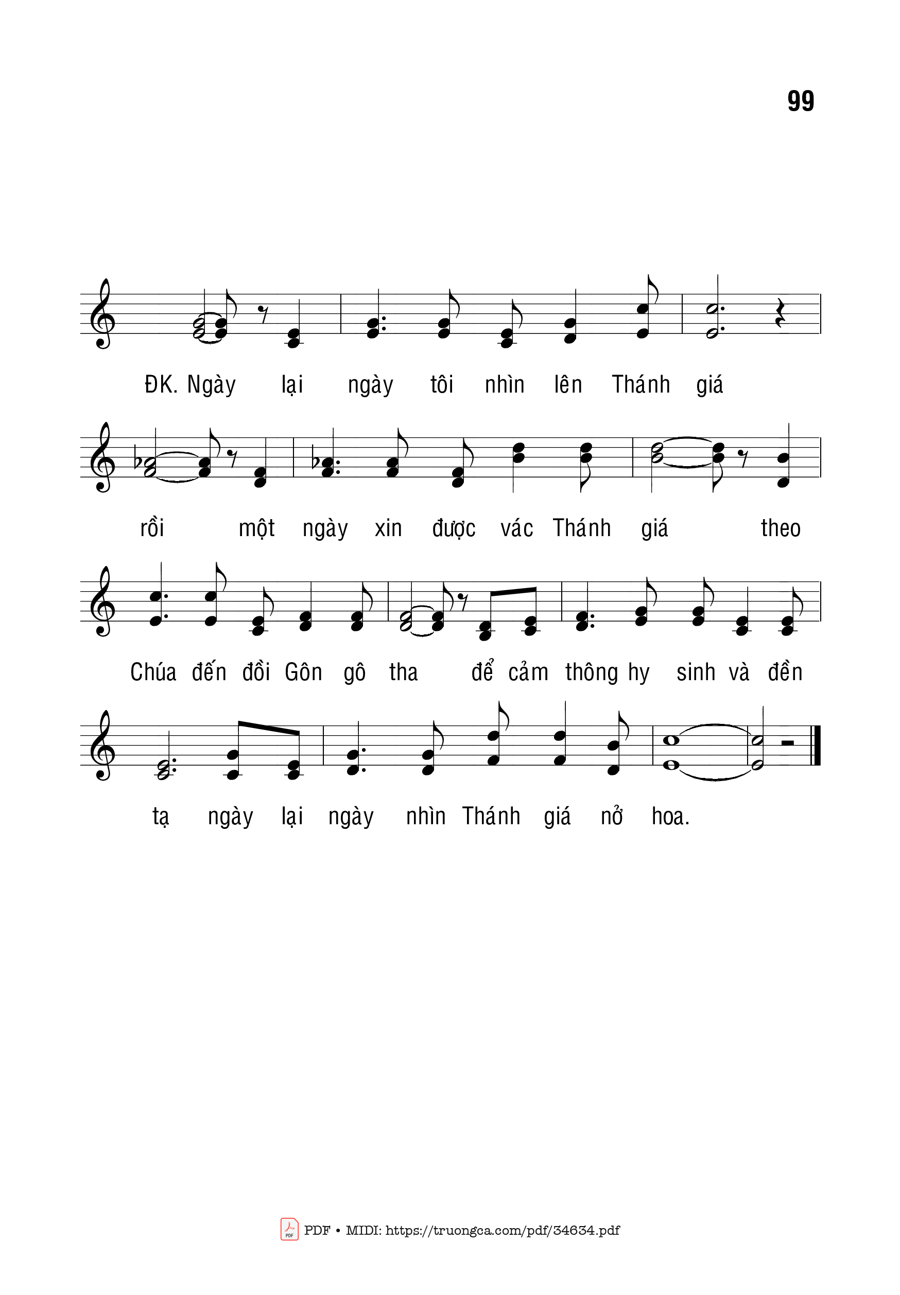 Ngày lại ngày tôi nhìn lên Thánh giá Chúa nhìn tôi máu nước lại chảy ra tội trần gian hay tôi đã gây, Trang 2