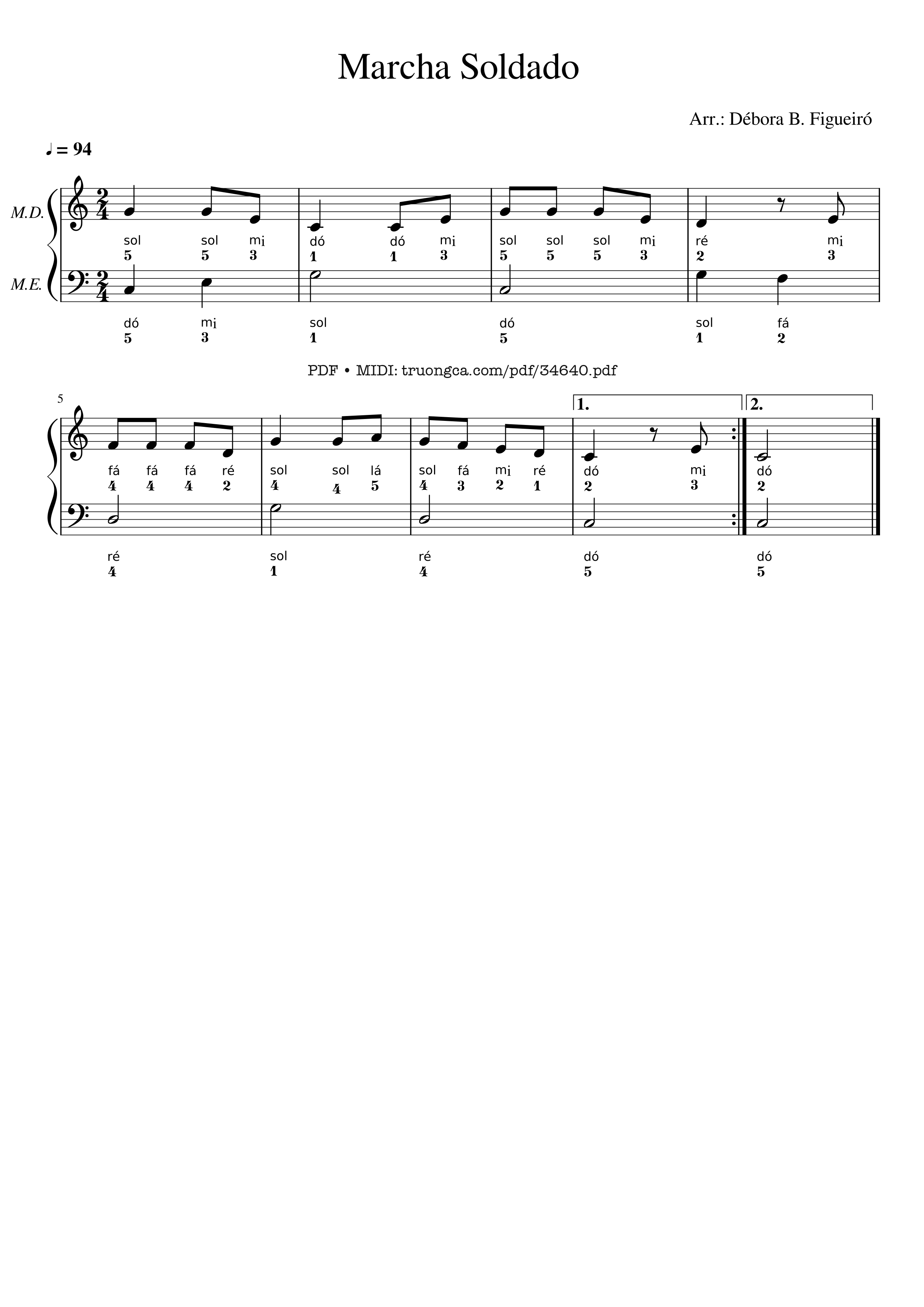 Page 1 of Sheet music PDF Marcha Soldado Piano - Débora Beatriz