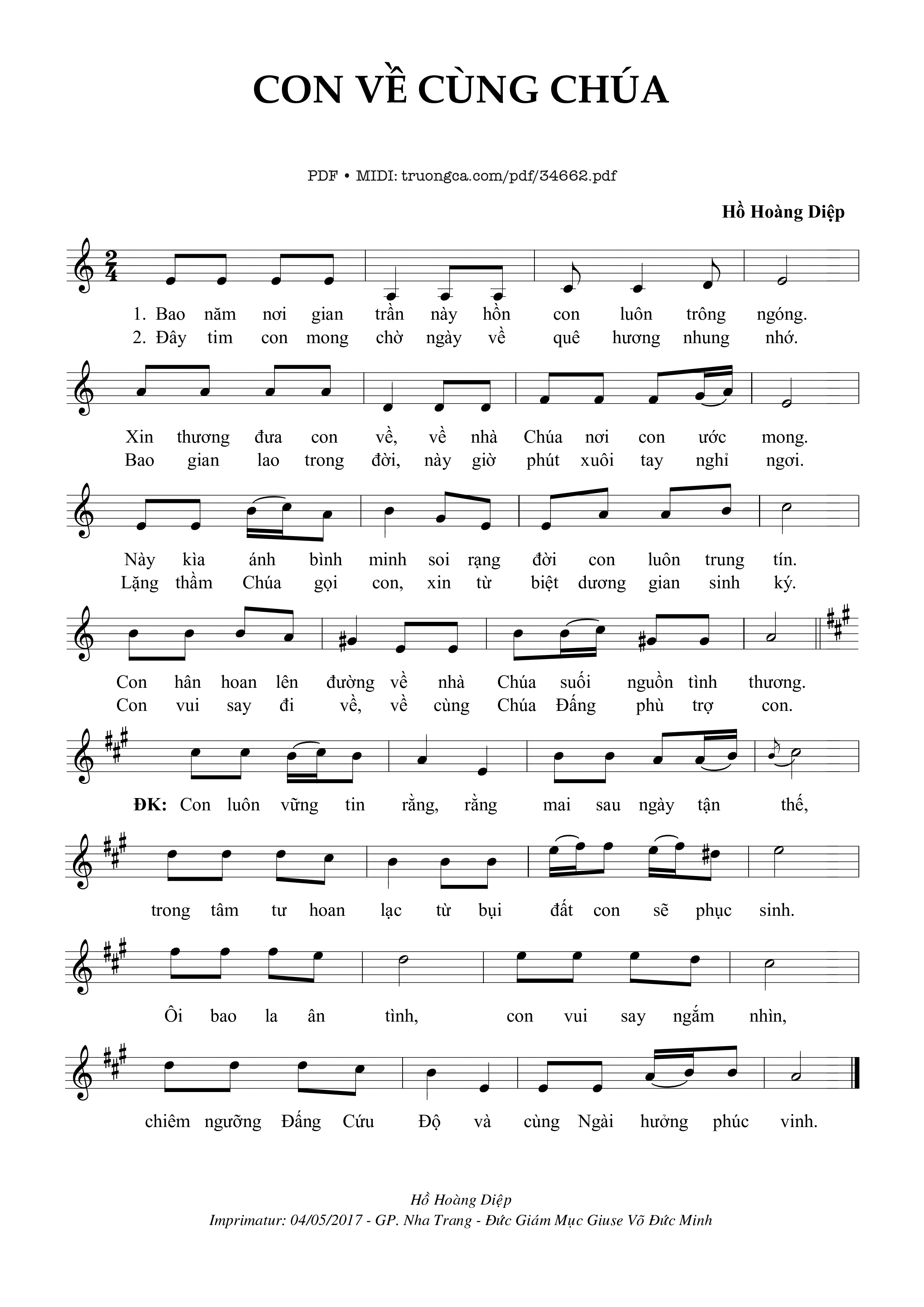 Sheet PDF of Con Về Cùng Chúa
