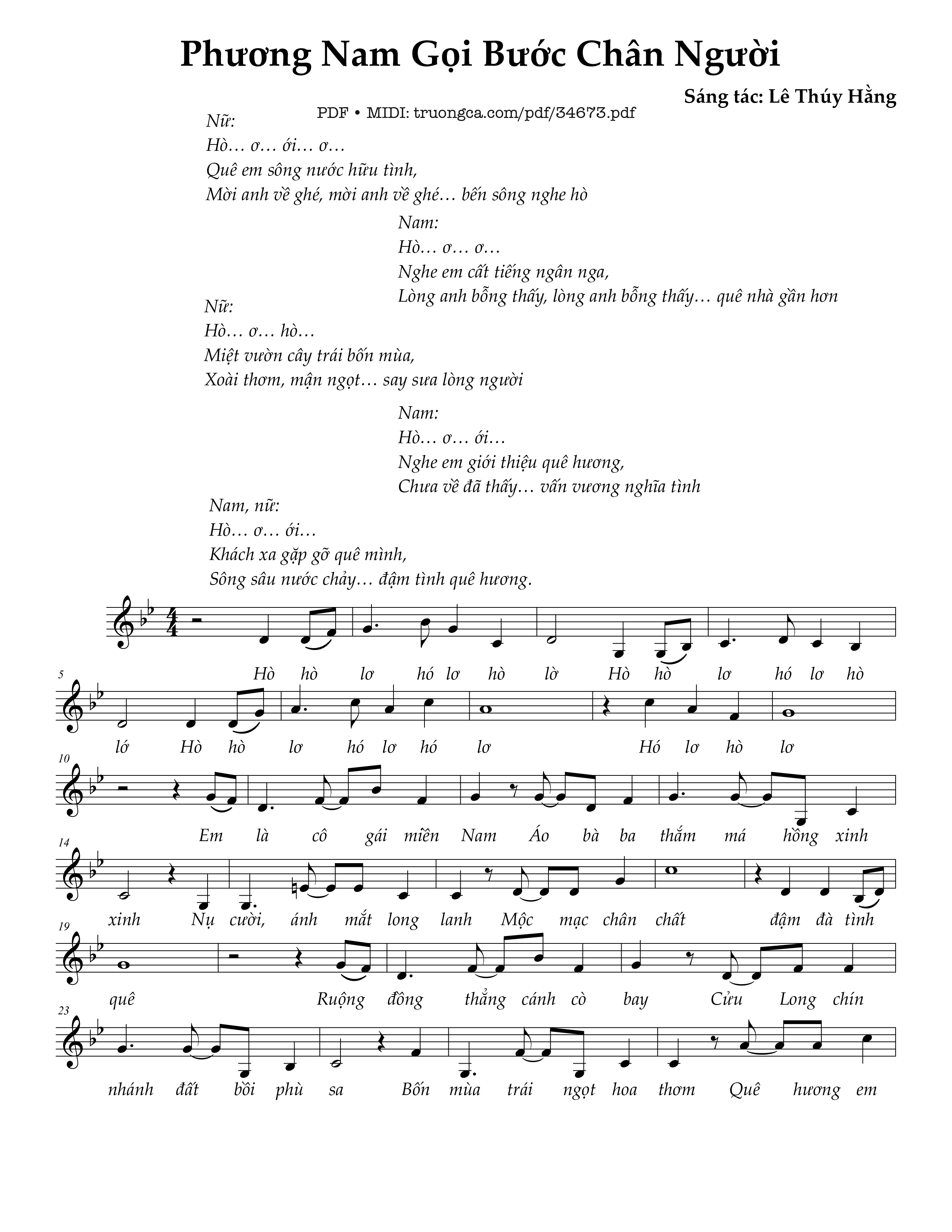 Sheet PDF of Phương Nam gọi bước chân người