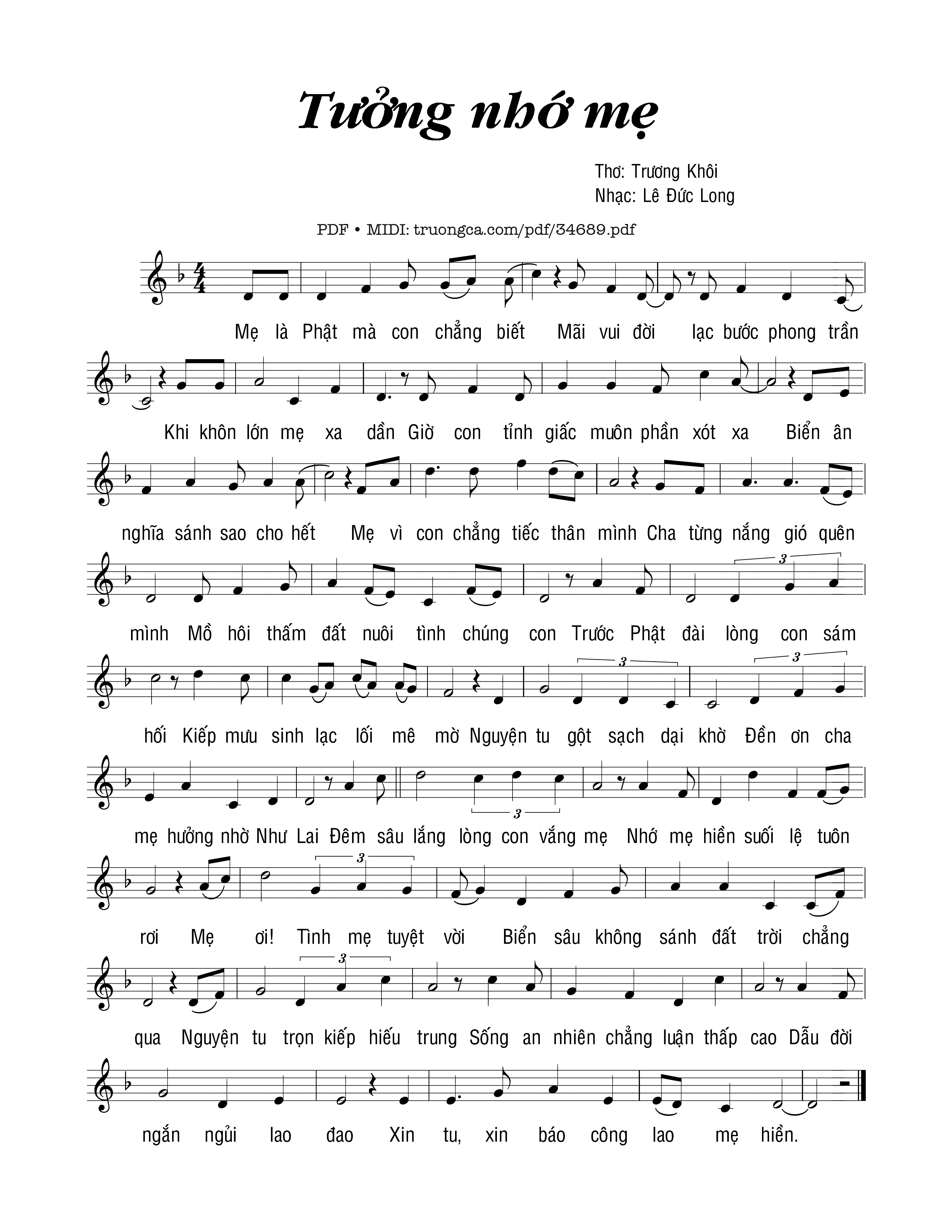 Sheet PDF of Tưởng nhớ mẹ