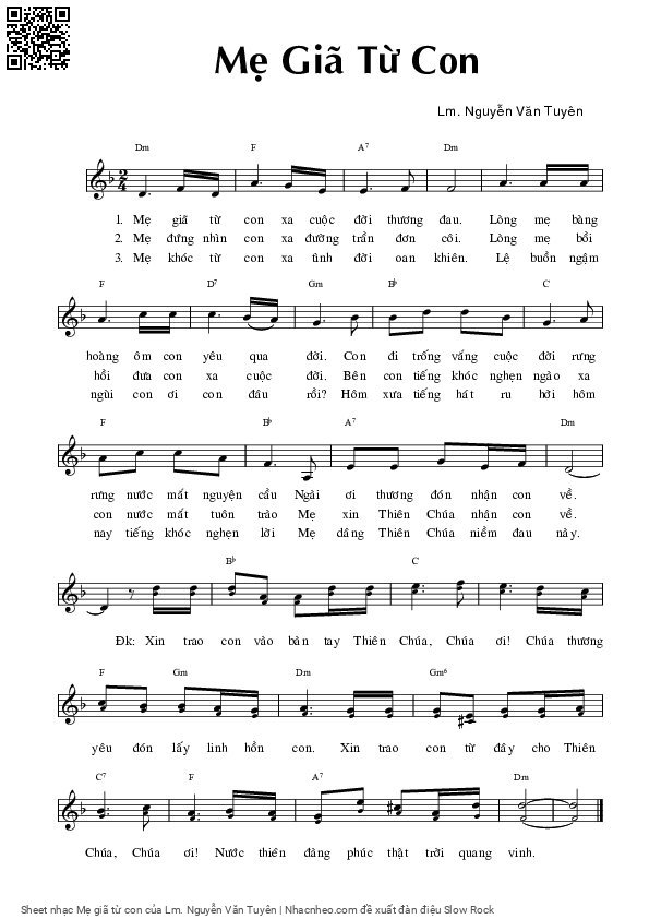 Sheet PDF of Mẹ giã từ con