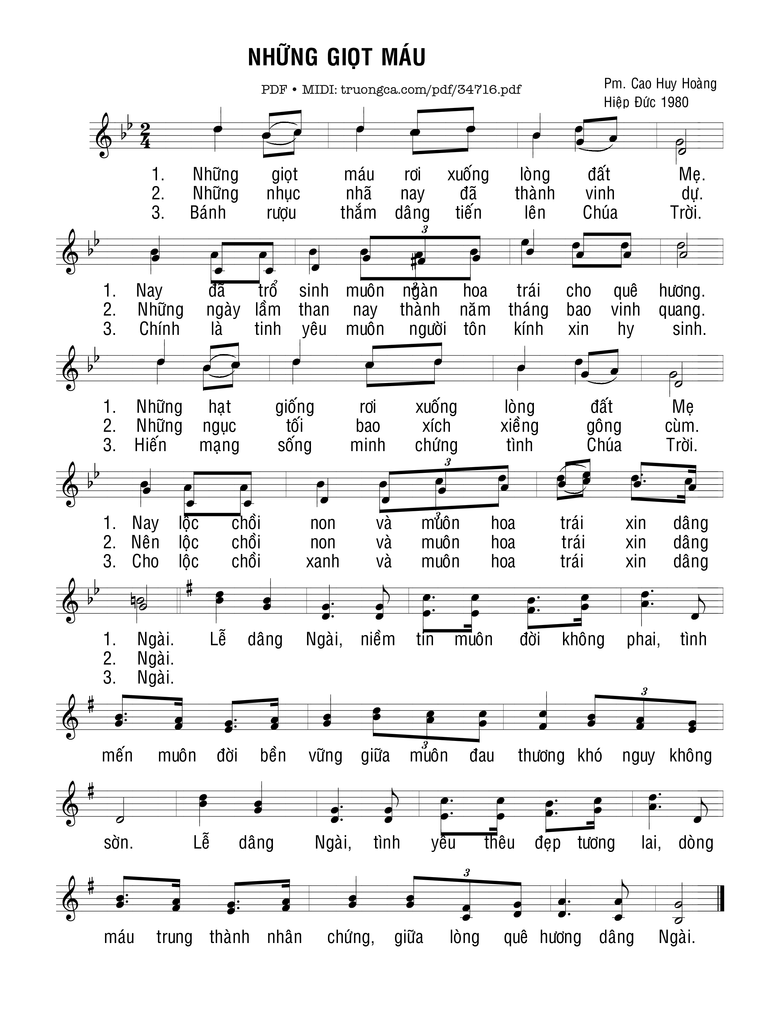 Sheet PDF of Những Giọt Máu