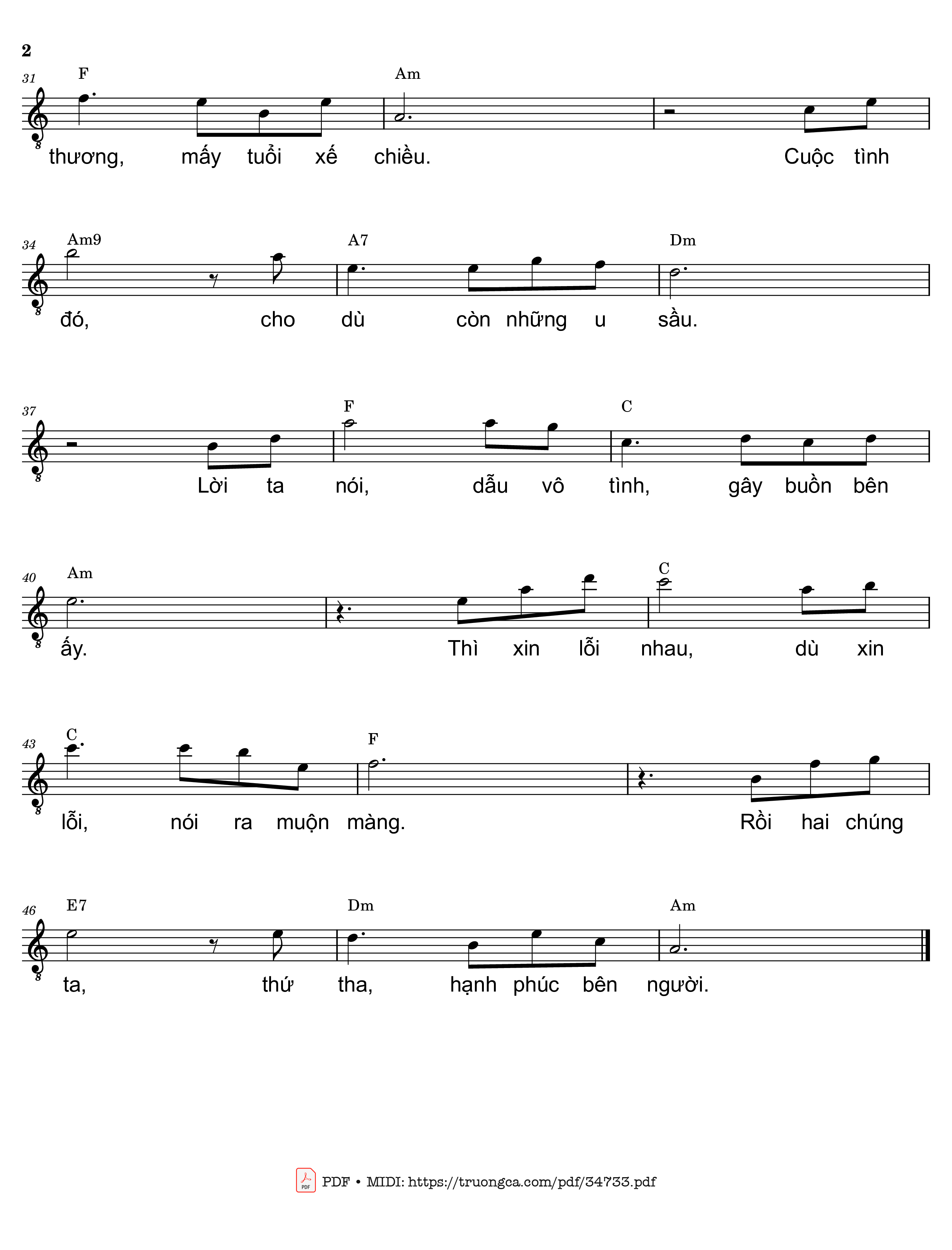 Page 2 of Sheet music PDF Xin lỗi - Trần Liêu