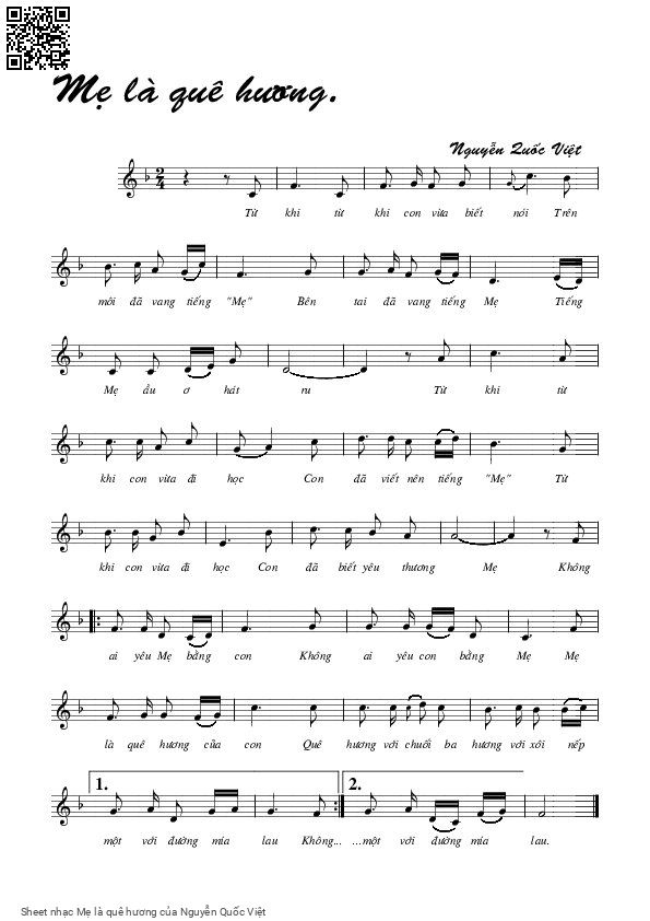 Sheet PDF of Mẹ là quê hương