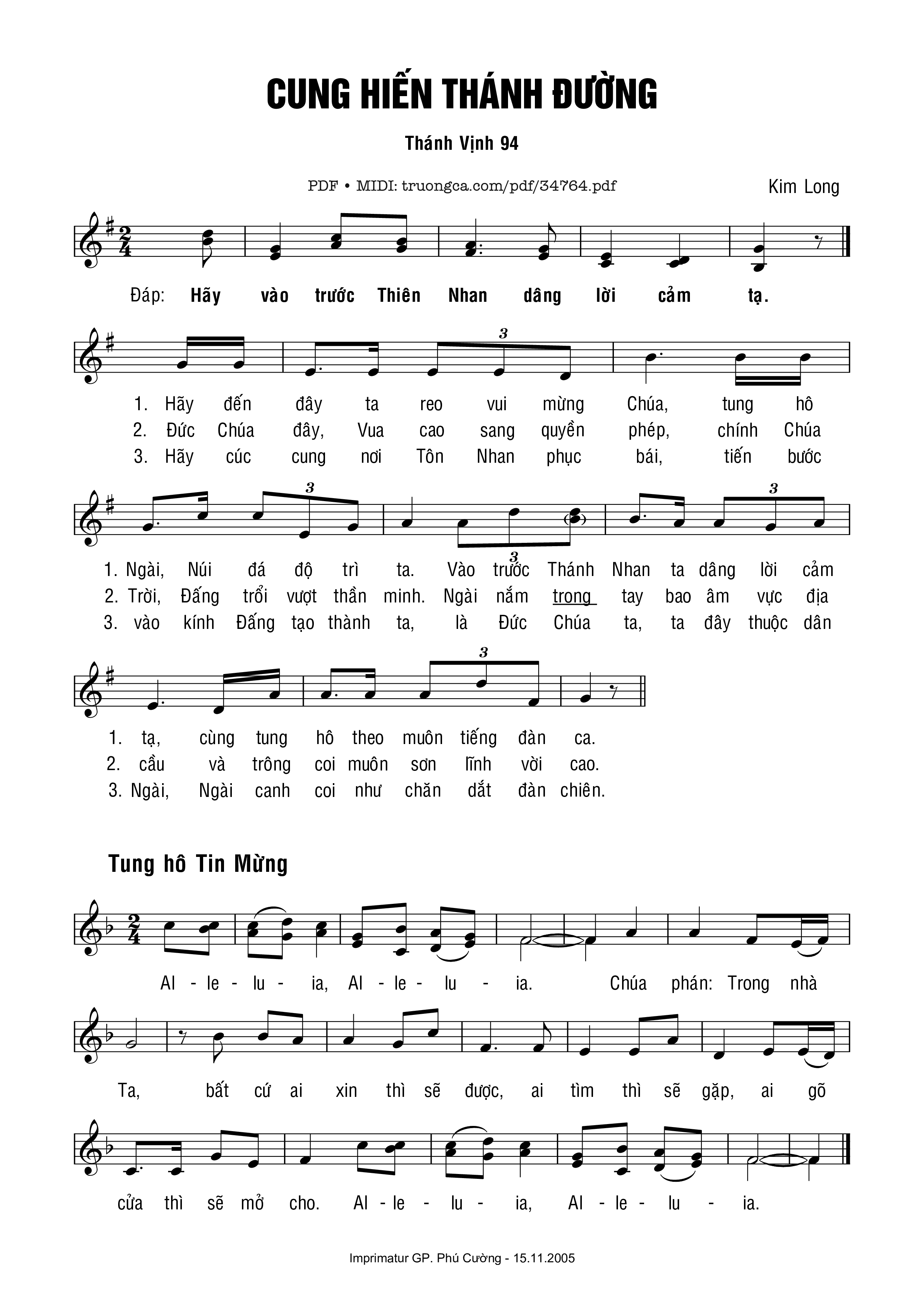 Sheet PDF of Thánh Vịnh 94, Lễ Cung Hiến Thánh Đường