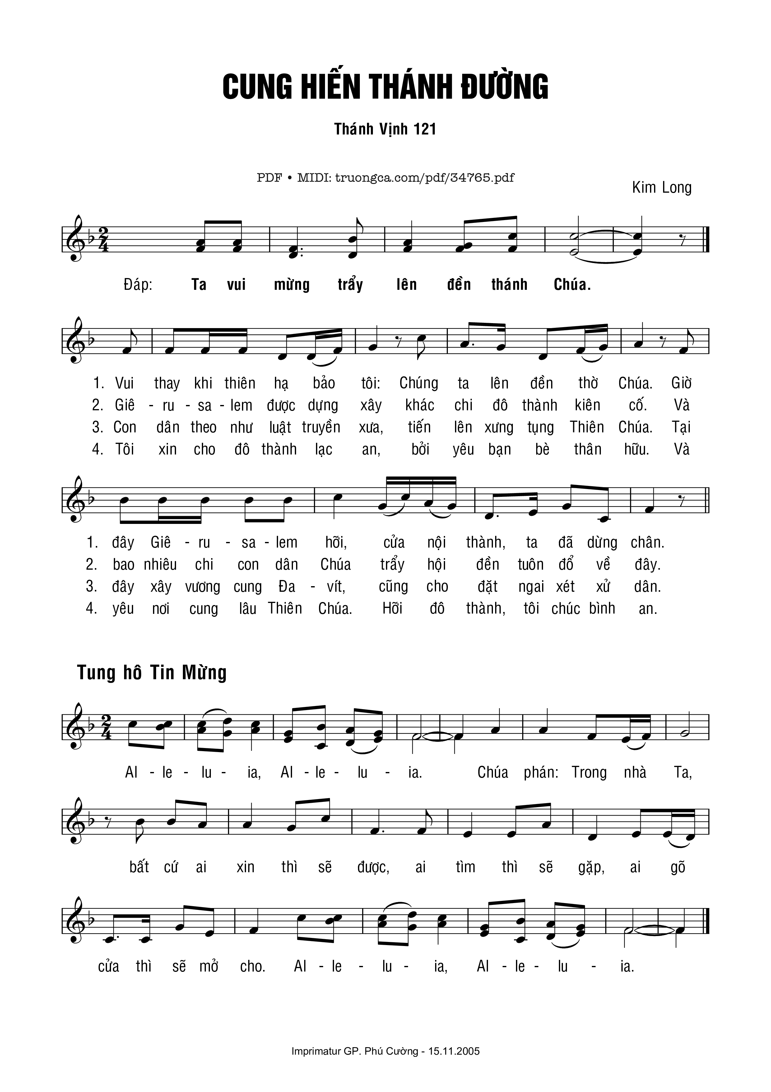 Sheet PDF of Thánh Vịnh 121, Lễ Cung Hiến Thánh Đường