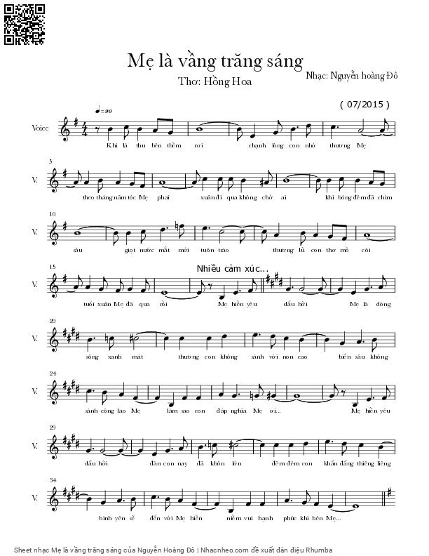 Sheet PDF of Mẹ là vầng trăng sáng