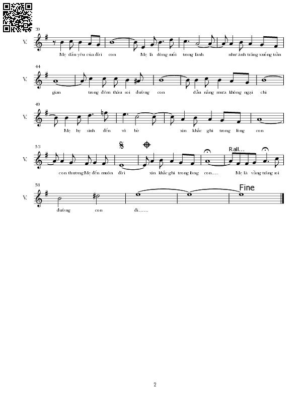 Page 2 of Sheet music PDF Mẹ là vầng trăng sáng - Nguyễn Hoàng Đô
