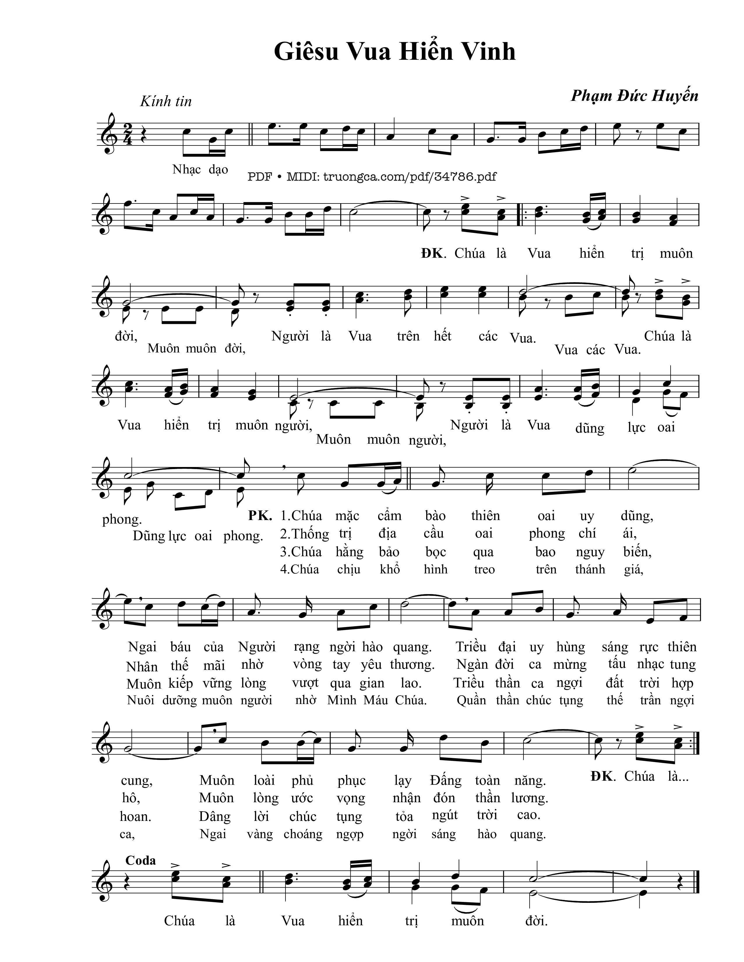 Sheet PDF of Giêsu Vua Hiển Vinh