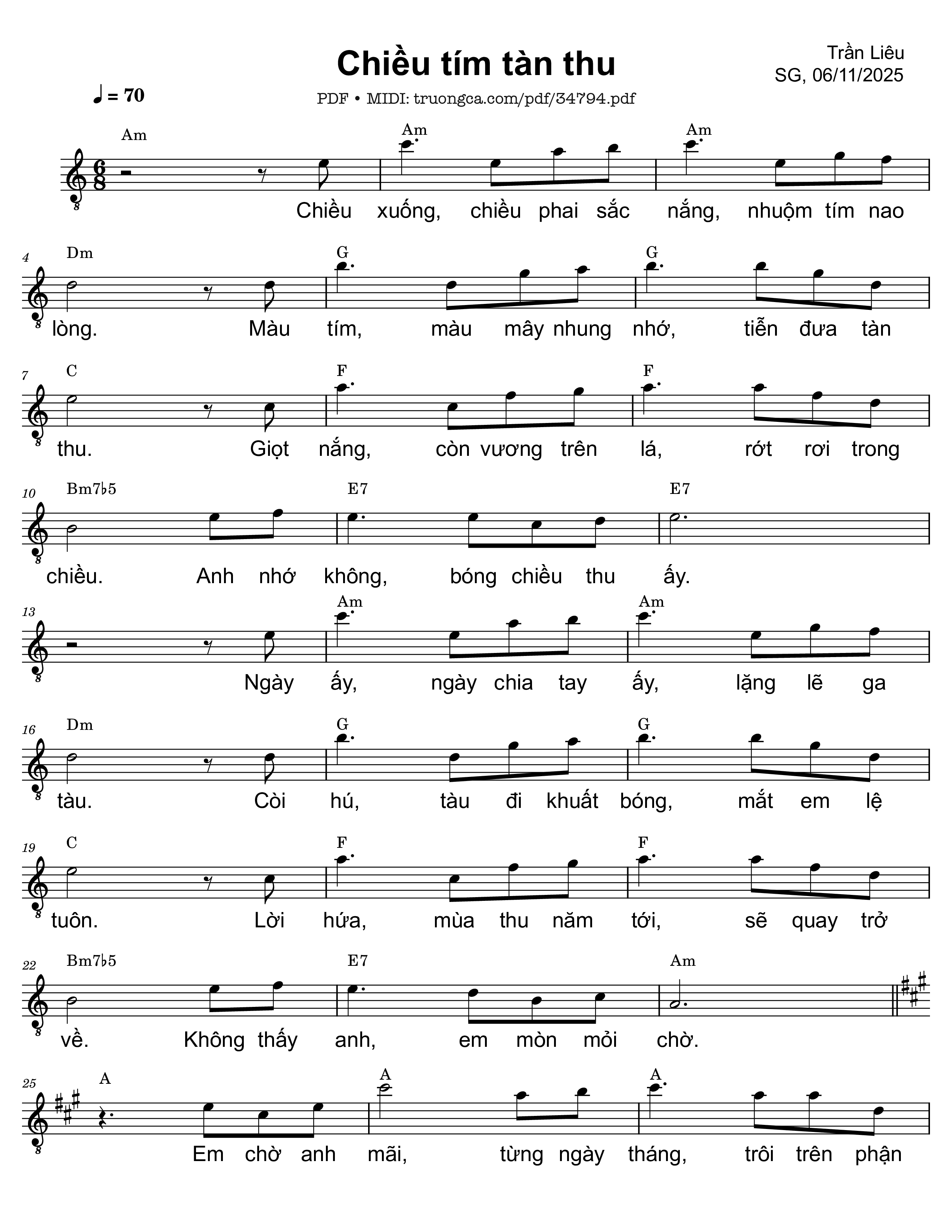 Page 1 of Sheet music PDF Chiều tím tàn thu - Trần Liêu