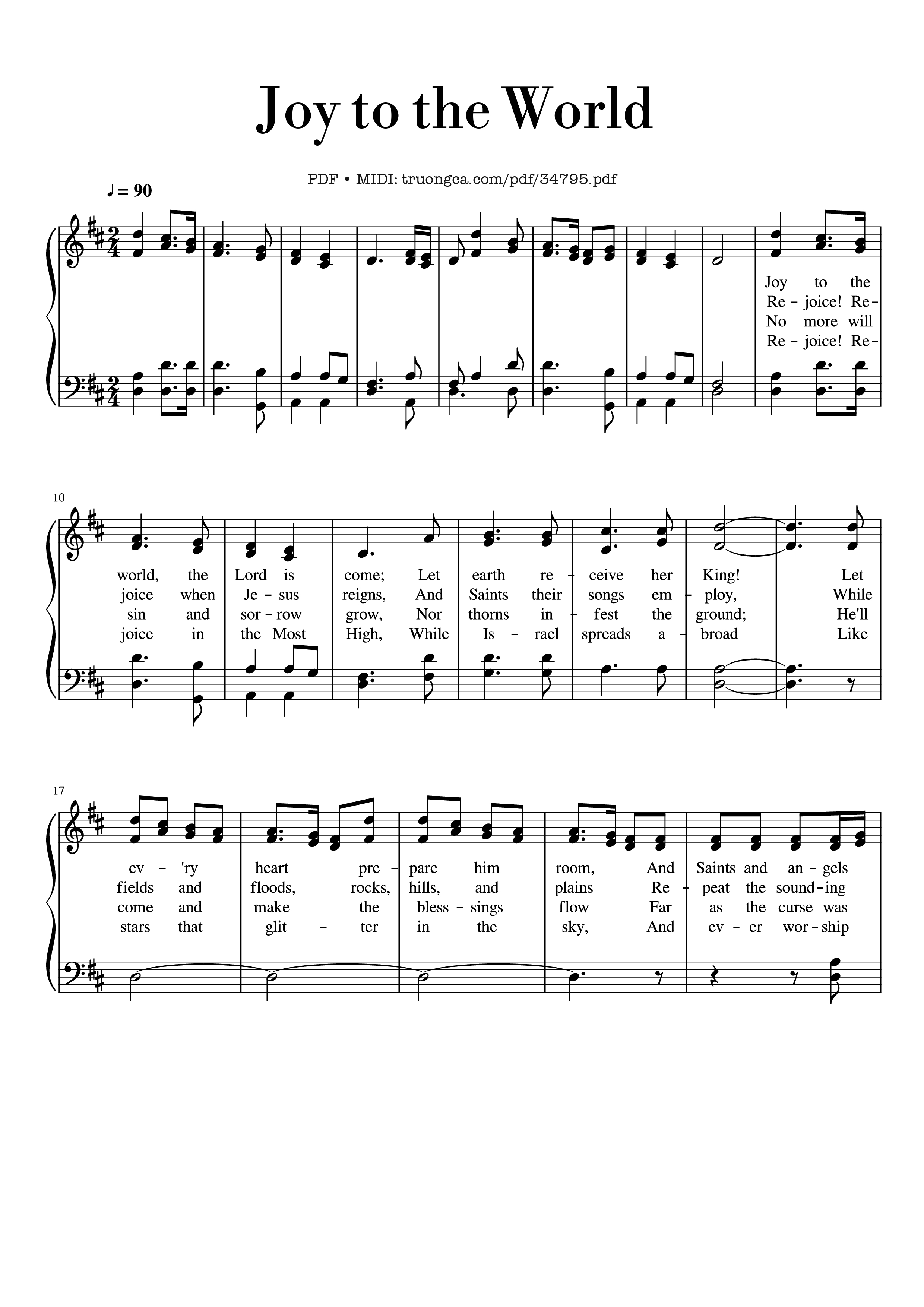 Sheet PDF of Joy to the World Piano EASY