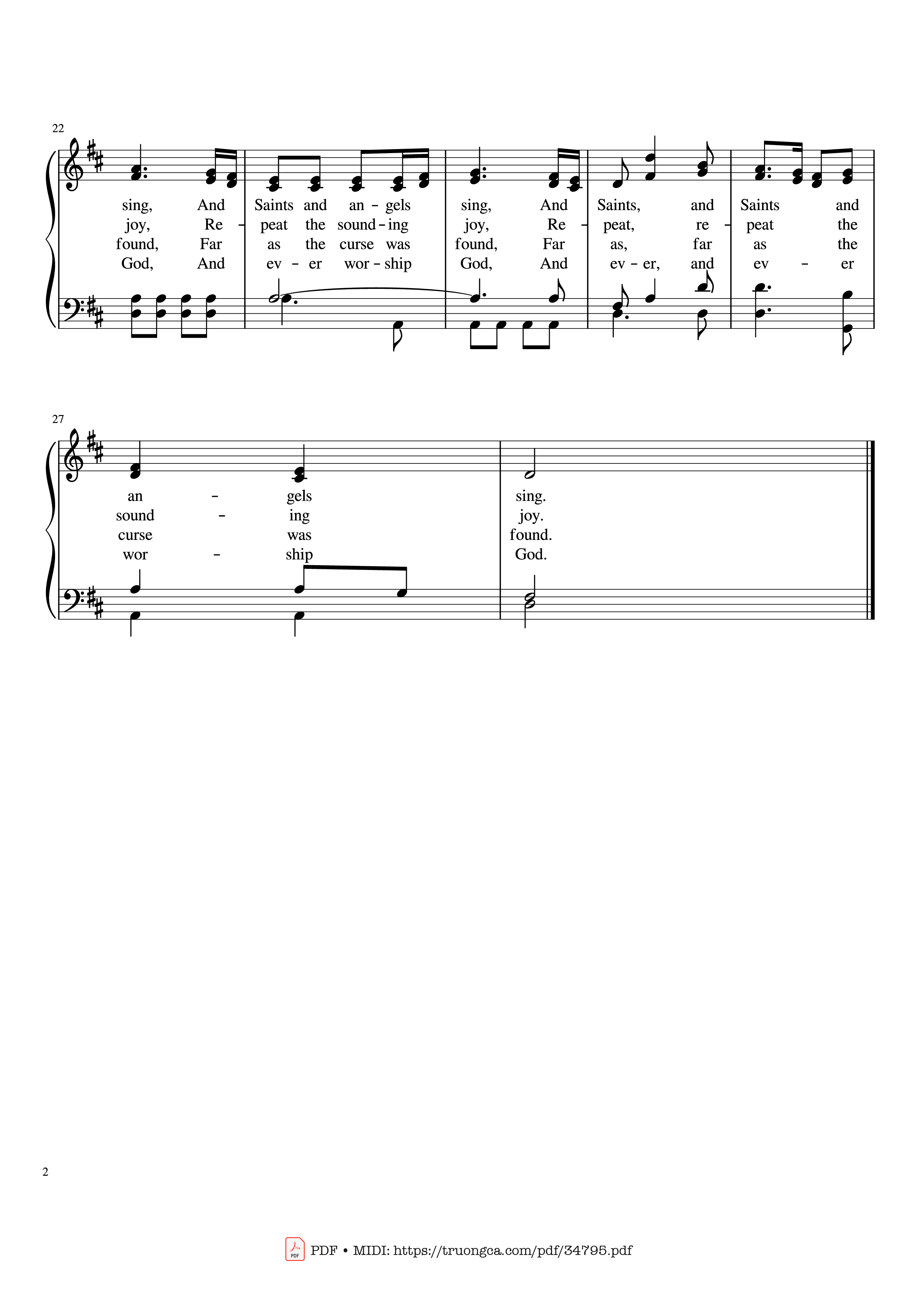 Page 2 of Sheet music PDF Piano Joy to the World Piano EASY - Lowell Mason