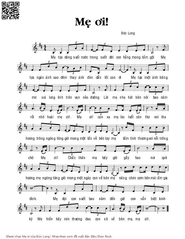Page 1 of Sheet music PDF Mẹ ơi - Đức Long