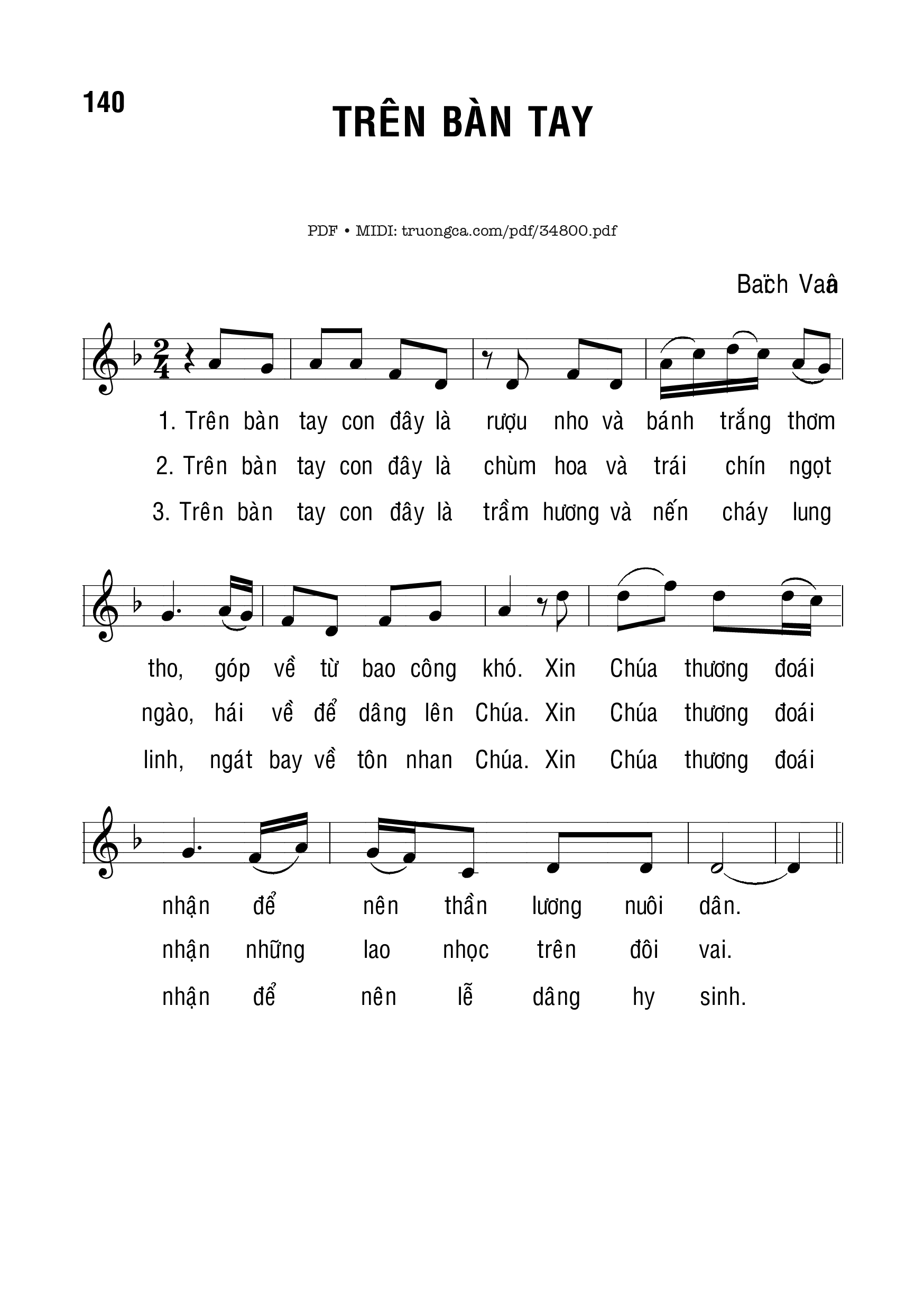 Trên Bàn Tay - Bạch Vân