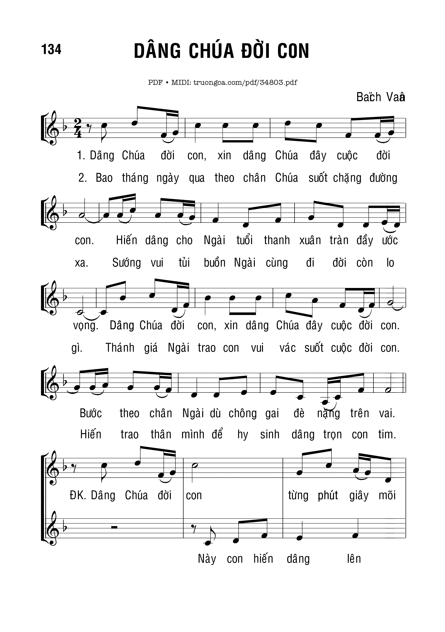 Sheet PDF of Dâng Chúa Đời Con