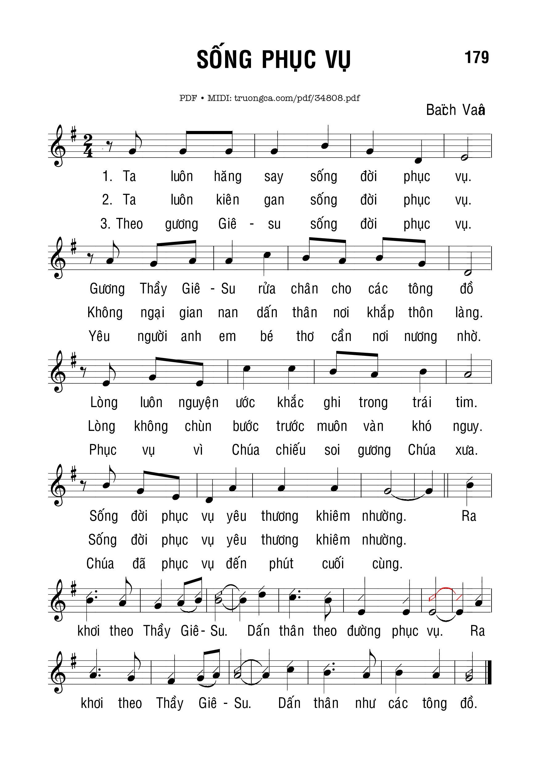 Page 1 of Sheet music PDF Sống Phục Vụ - Bạch Vân