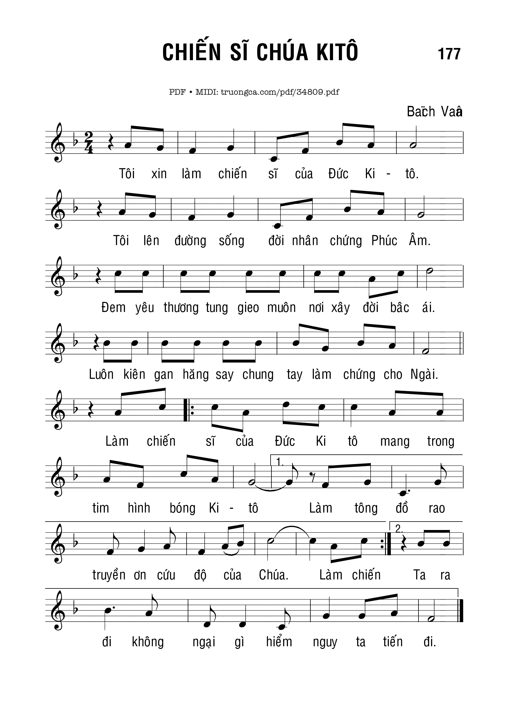 Sheet PDF of Chiến Sĩ Chúa Kitô