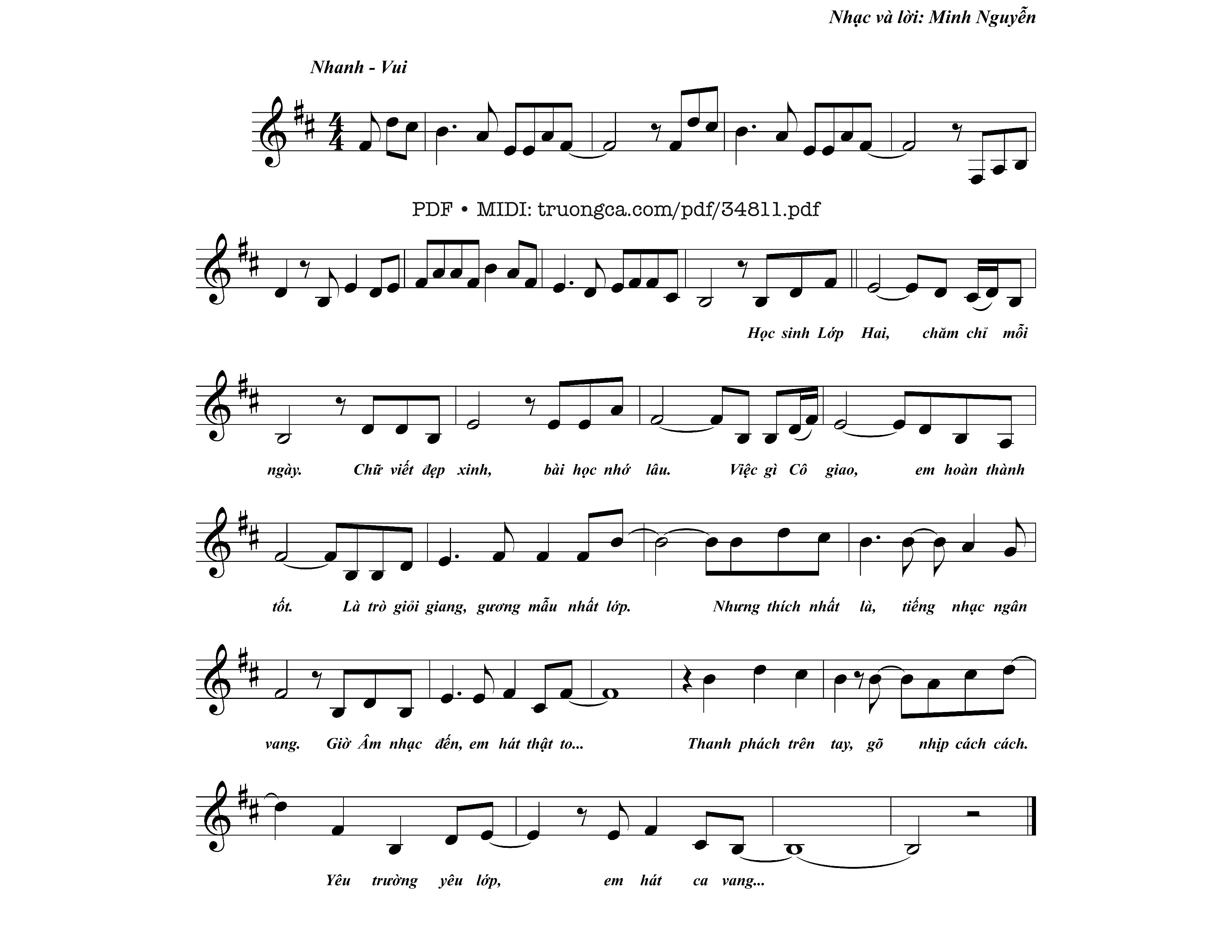 Sheet PDF of Lớp Hai chăm ngoan